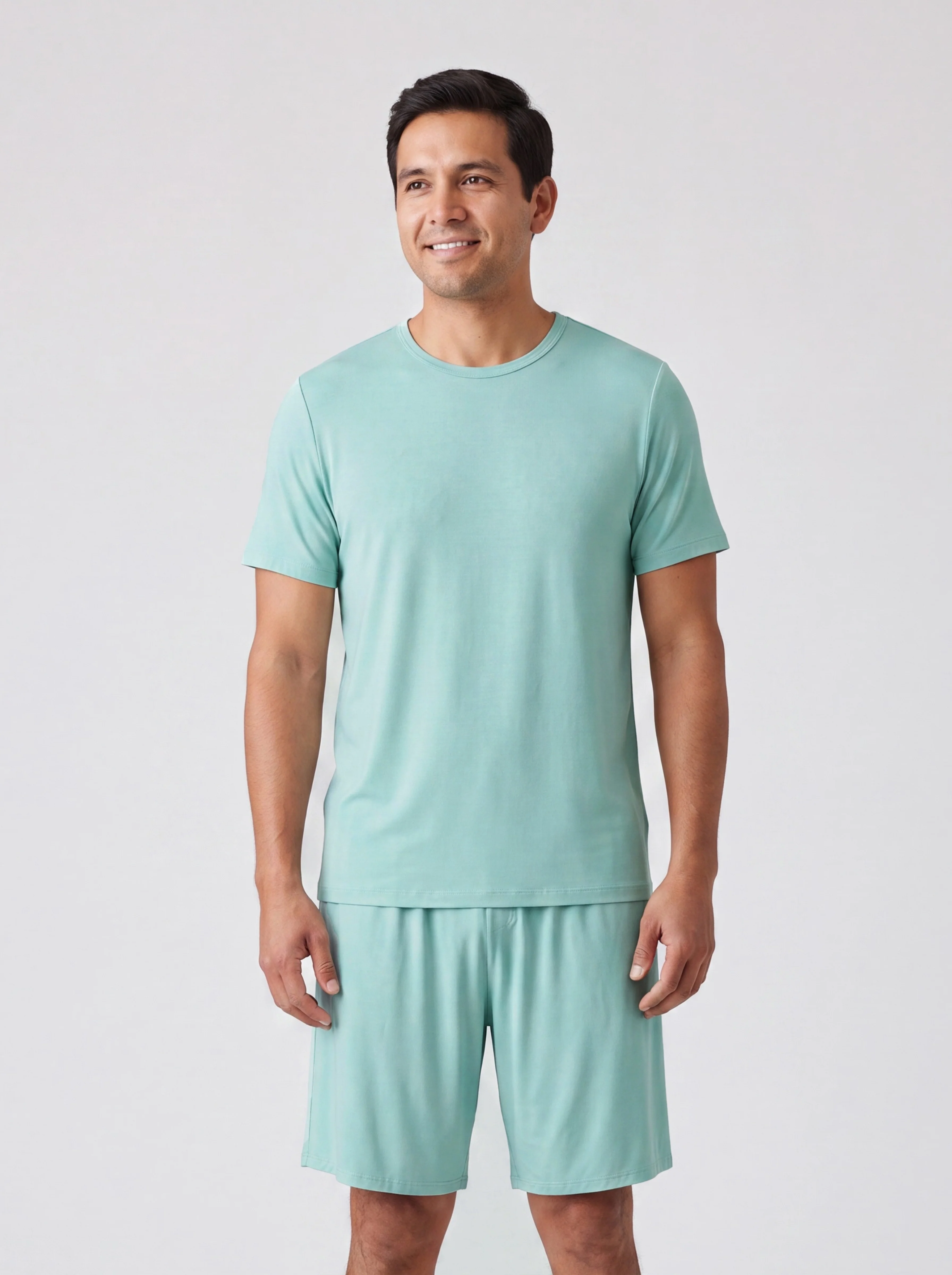 Bamboo Family Pajamas Solid Color Green Short Sleeve Matching Pajama Set ( Snug-Fitting for Children ) Green - Image 5