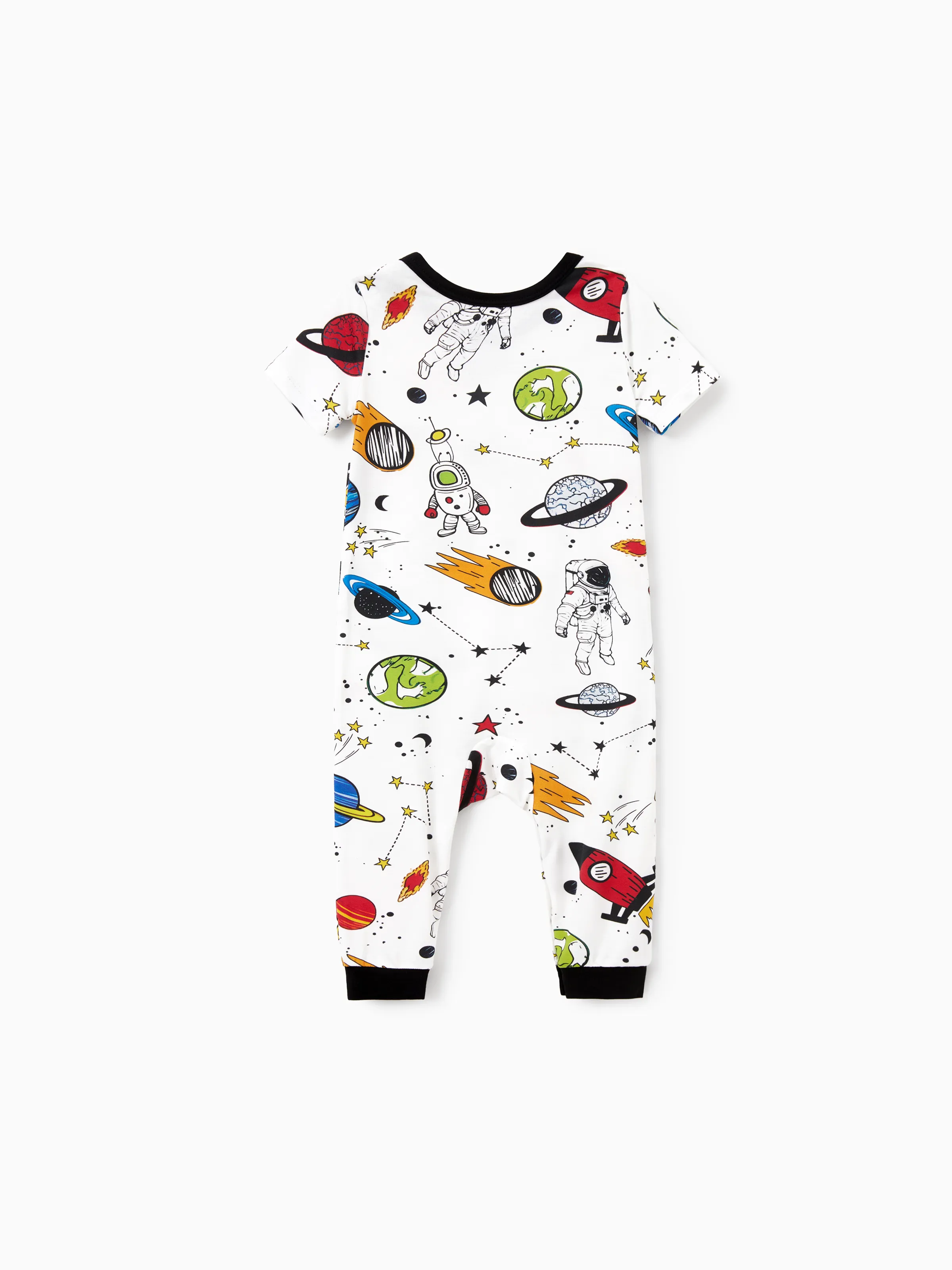 Bamboo Family Pajamas Space Theme Print Short-sleeve Matching Pajama set ( Snug-Fitting for Children ) White - Image 14