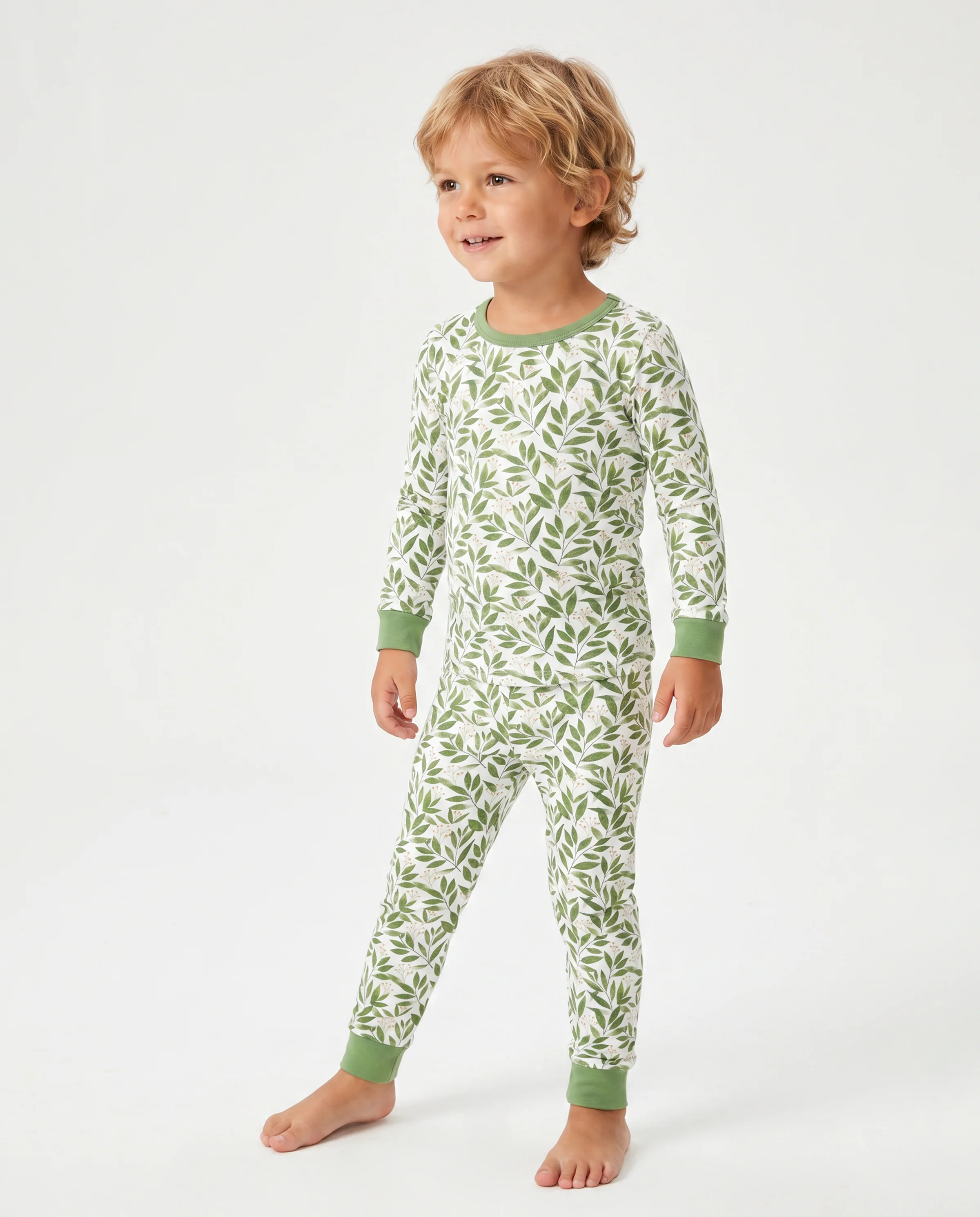 Christmas / Halloween Pajama 2-piece Bamboo Pajamas Set With Childlike Print for Baby / Toddler( Snug-Fitting) Green - Image 2