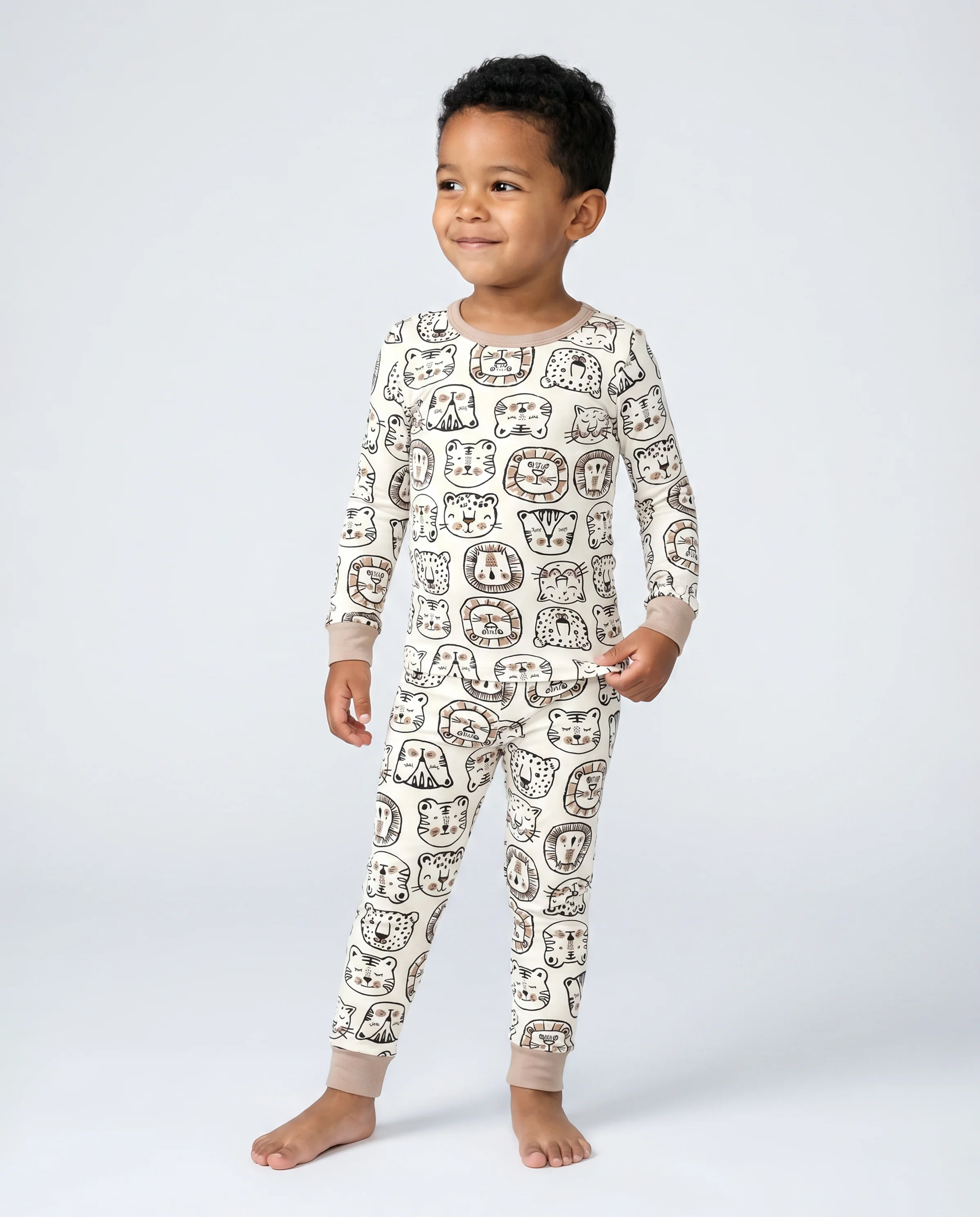 Christmas / Halloween Pajama 2-piece Bamboo Pajamas Set With Childlike Print for Baby / Toddler( Snug-Fitting) Khaki - Image 2
