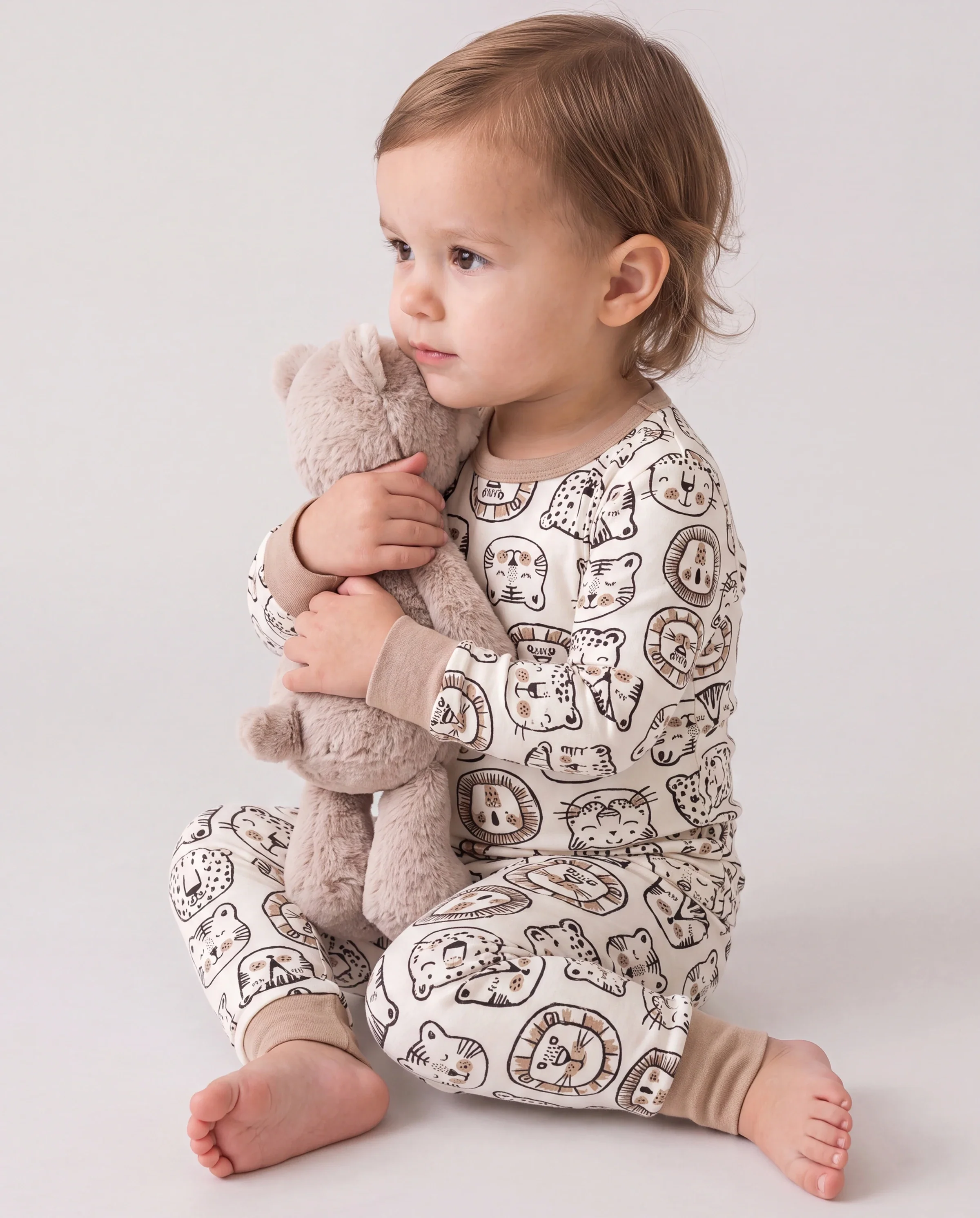Christmas / Halloween Pajama 2-piece Bamboo Pajamas Set With Childlike Print for Baby / Toddler( Snug-Fitting) Khaki - Image 3