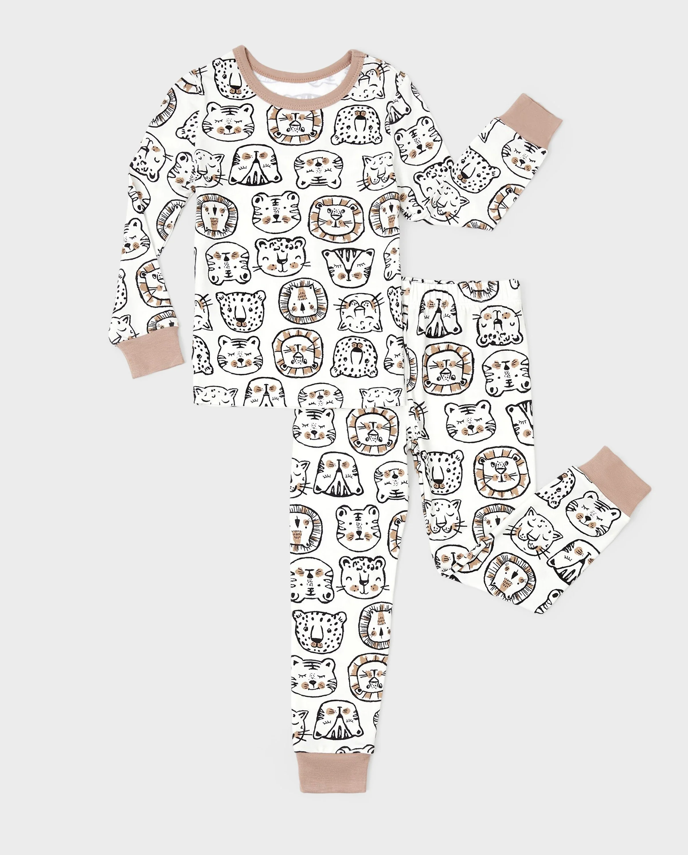 Christmas / Halloween Pajama 2-piece Bamboo Pajamas Set With Childlike Print for Baby / Toddler( Snug-Fitting) Khaki - Image 7