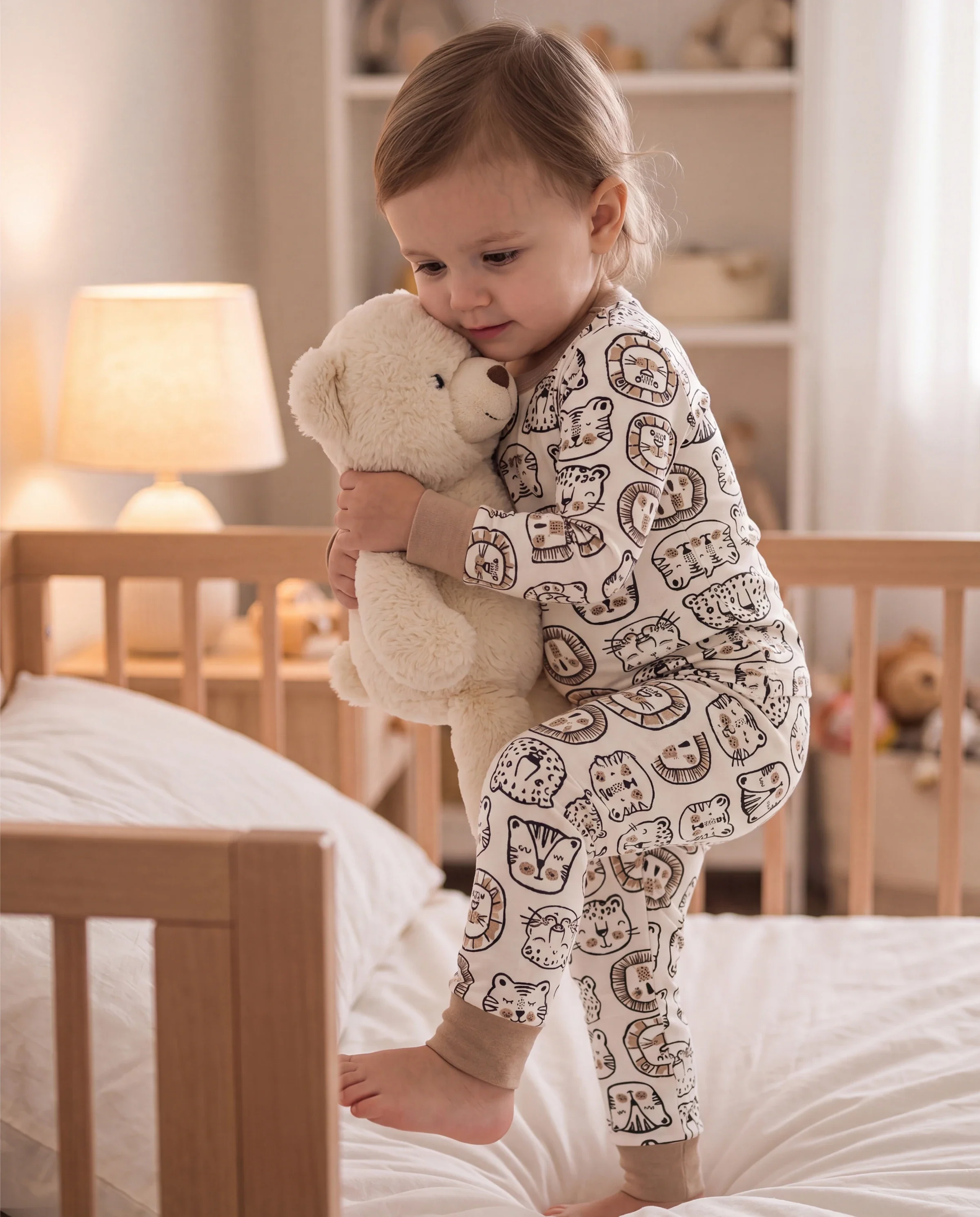 Christmas / Halloween Pajama 2-piece Bamboo Pajamas Set With Childlike Print for Baby / Toddler( Snug-Fitting) Khaki - Image 8