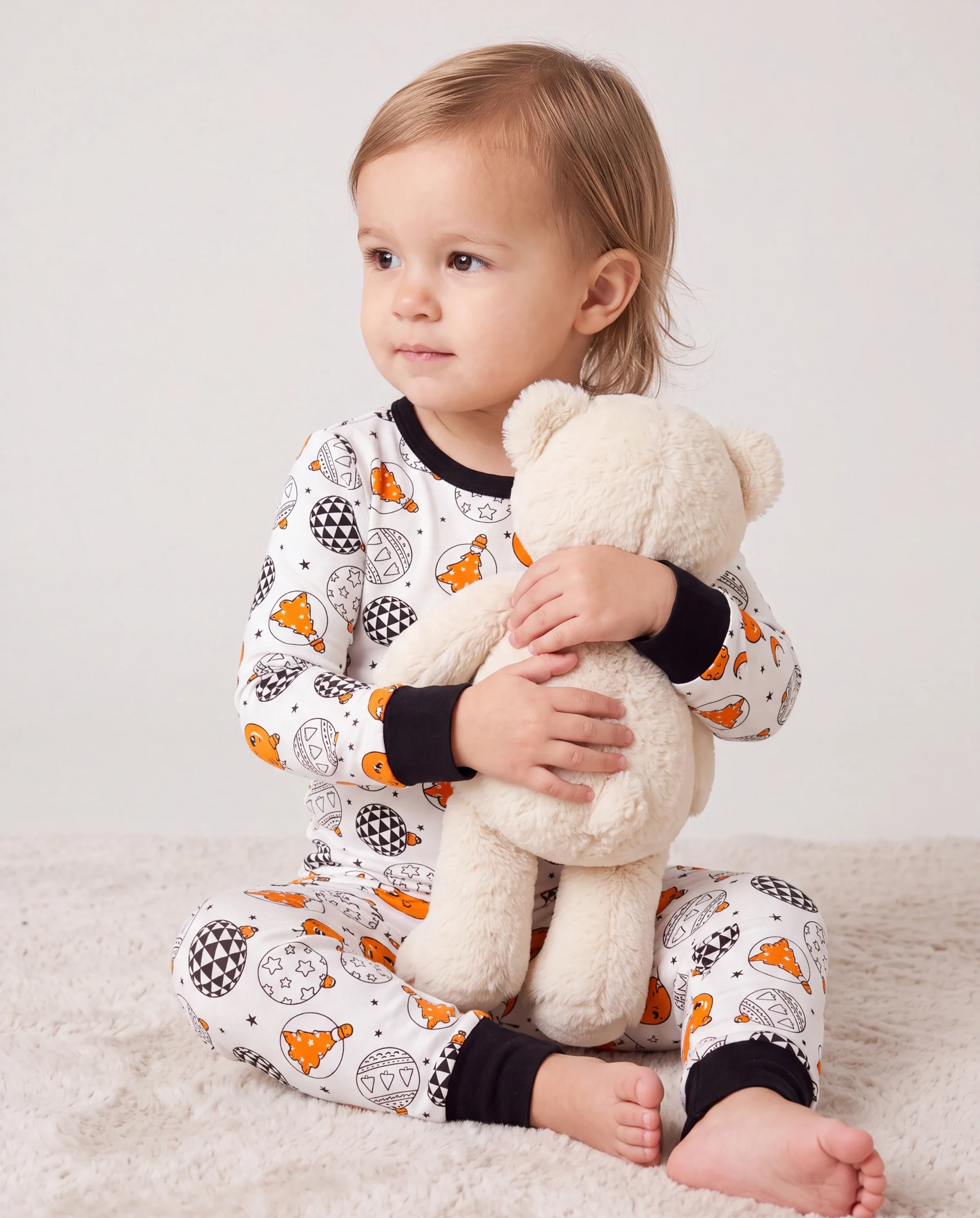 Christmas / Halloween Pajama 2-piece Bamboo Pajamas Set With Childlike Print for Baby / Toddler( Snug-Fitting) Orange - Image 2