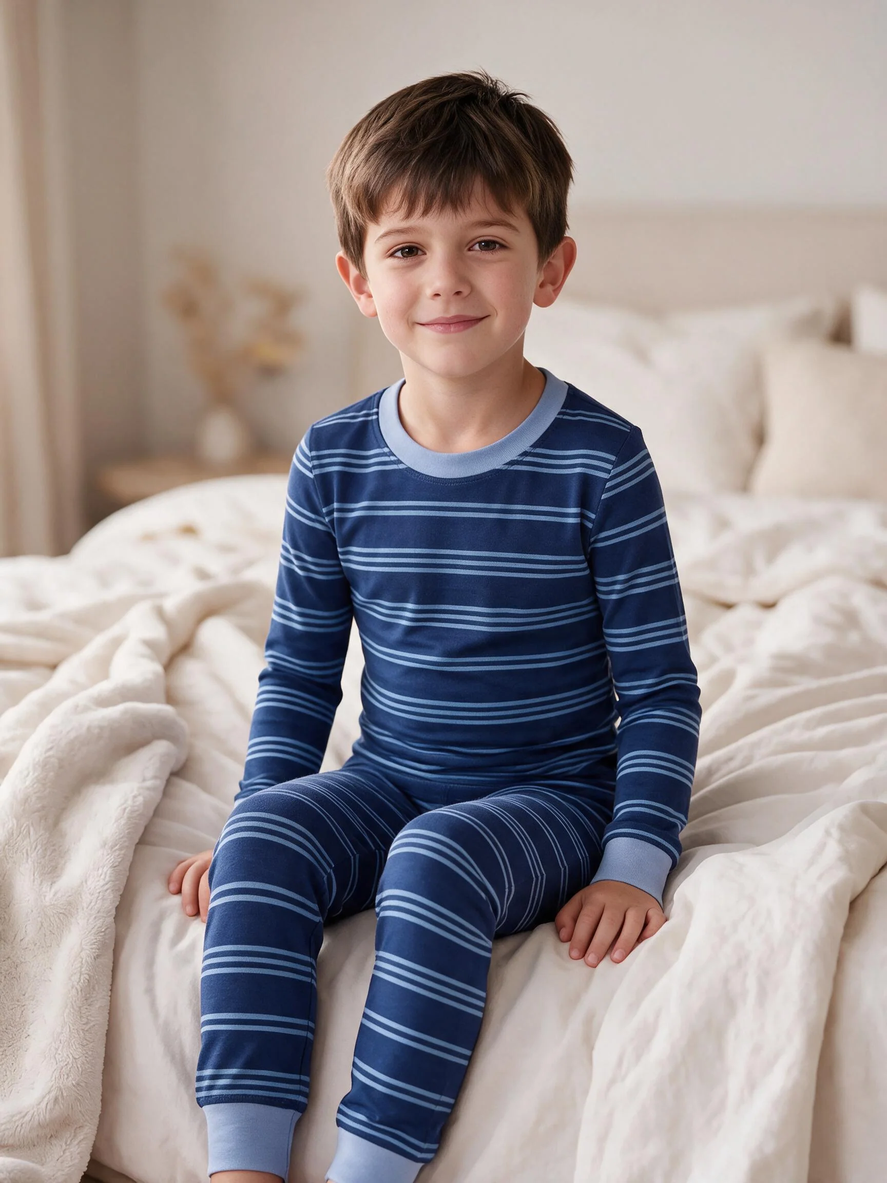 Christmas / Halloween Pajamas 2-piece Bamboo Pajamas Set With Playful Print for Toddler / Kids ( Snug-Fitting) Blue - Image 3