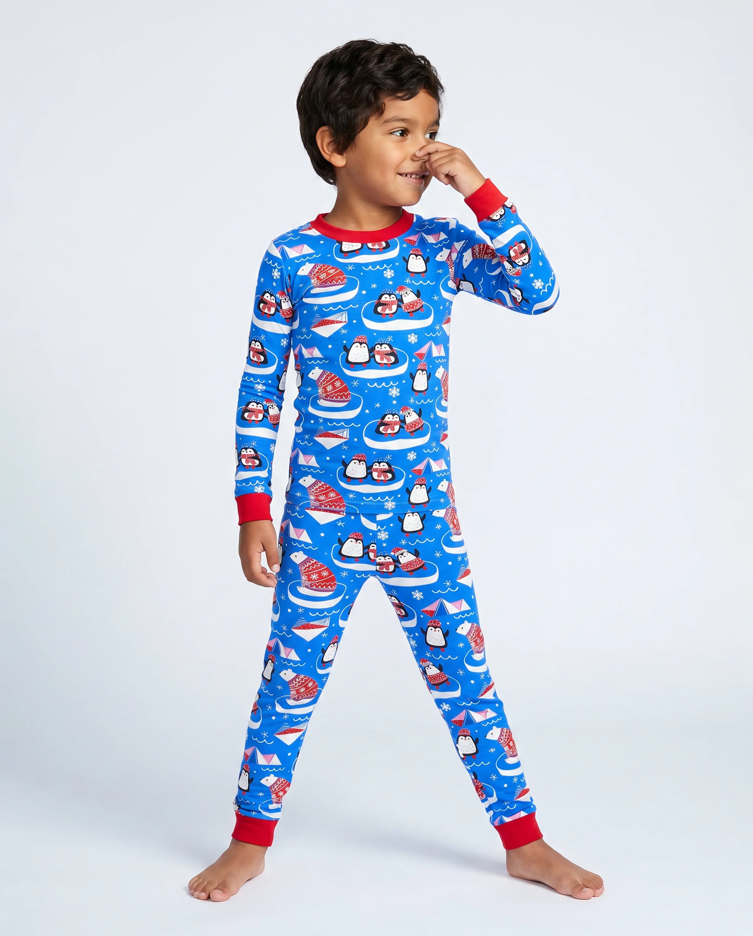 Christmas / Halloween Pajamas 2-piece Bamboo Pajamas Set With Playful Print for Toddler / Kids ( Snug-Fitting) Light Blue - Image 2