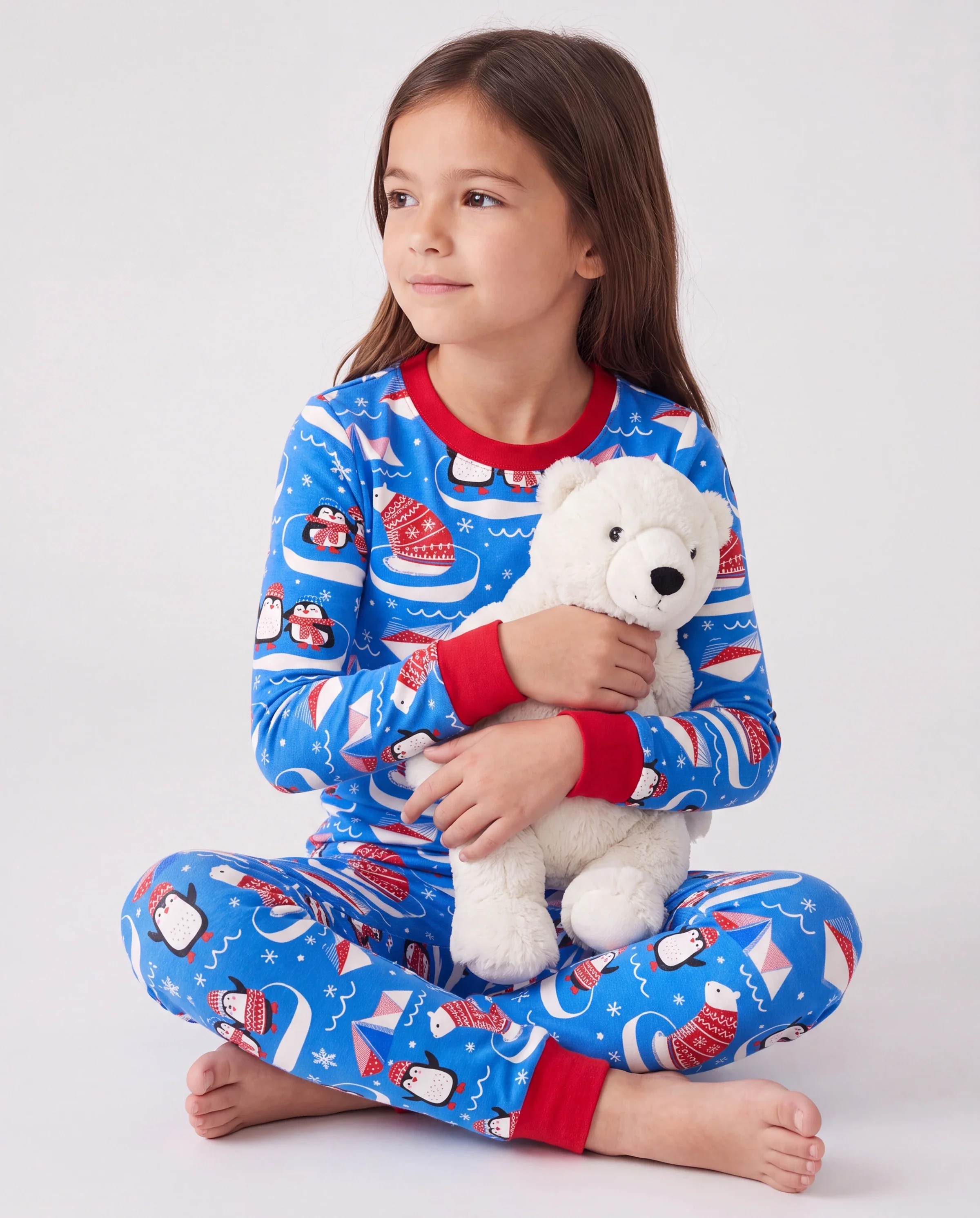 Christmas / Halloween Pajamas 2-piece Bamboo Pajamas Set With Playful Print for Toddler / Kids ( Snug-Fitting) Light Blue - Image 3