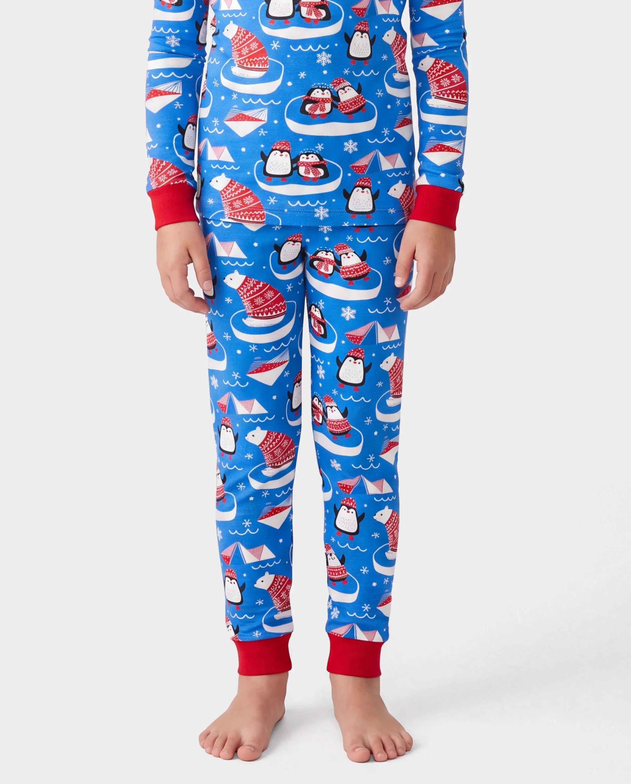 Christmas / Halloween Pajamas 2-piece Bamboo Pajamas Set With Playful Print for Toddler / Kids ( Snug-Fitting) Light Blue - Image 5