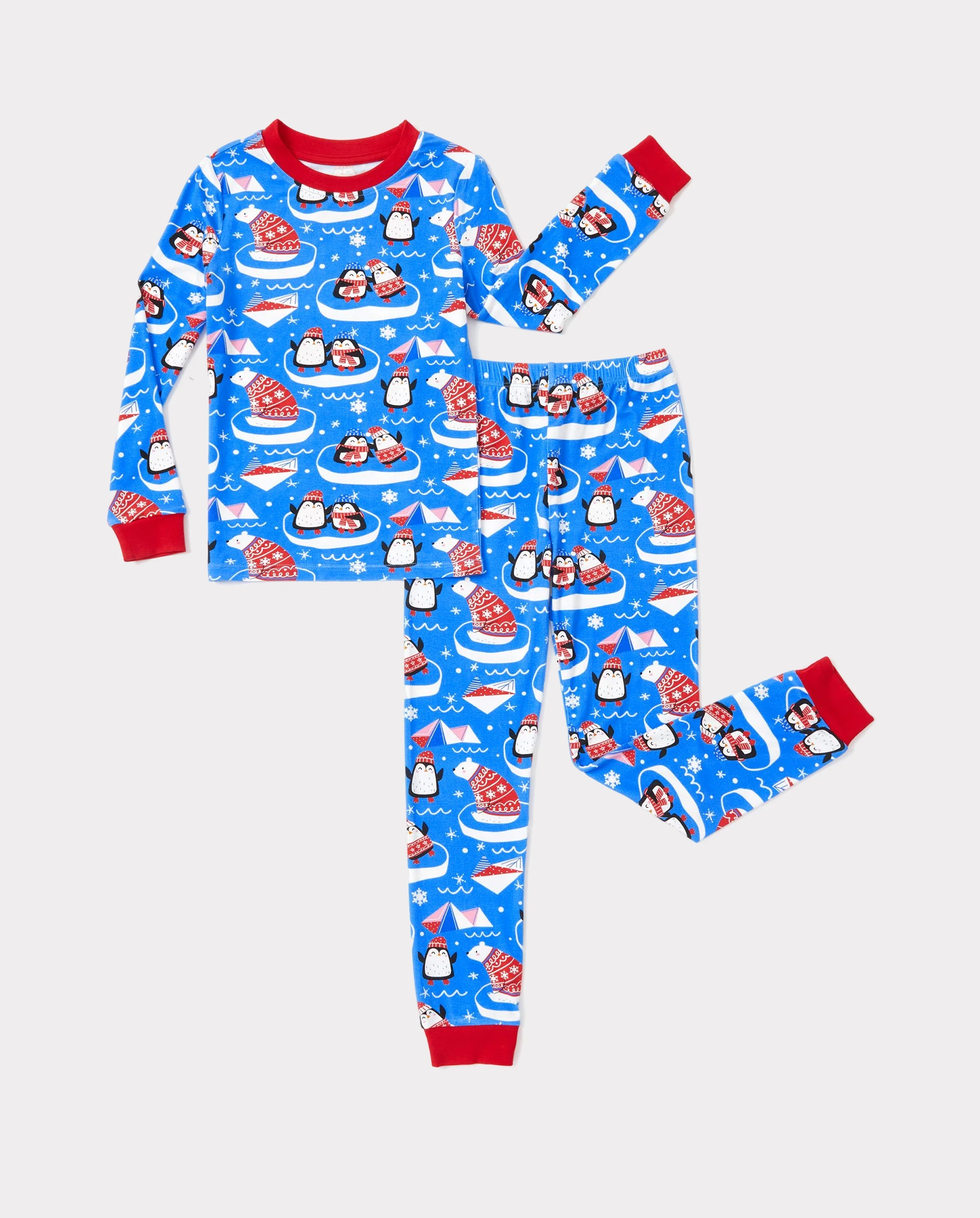 Christmas / Halloween Pajamas 2-piece Bamboo Pajamas Set With Playful Print for Toddler / Kids ( Snug-Fitting) Light Blue - Image 7