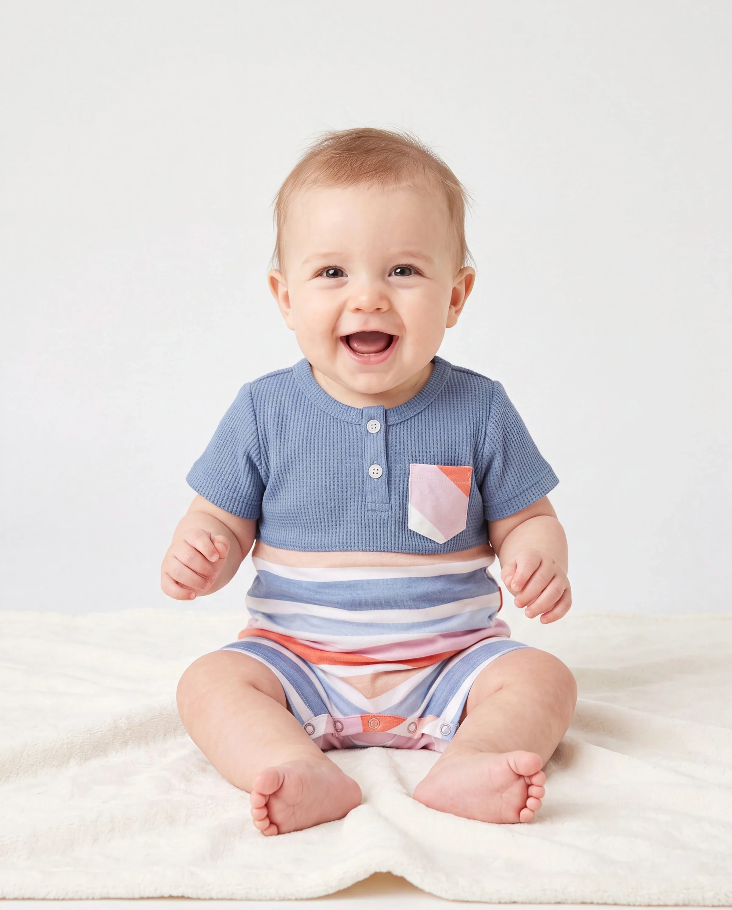 Daddy and Me Family Matching Blue Short-sleeve Tee or Colorful Stripe Camisole Dress Multi-color - Image 4