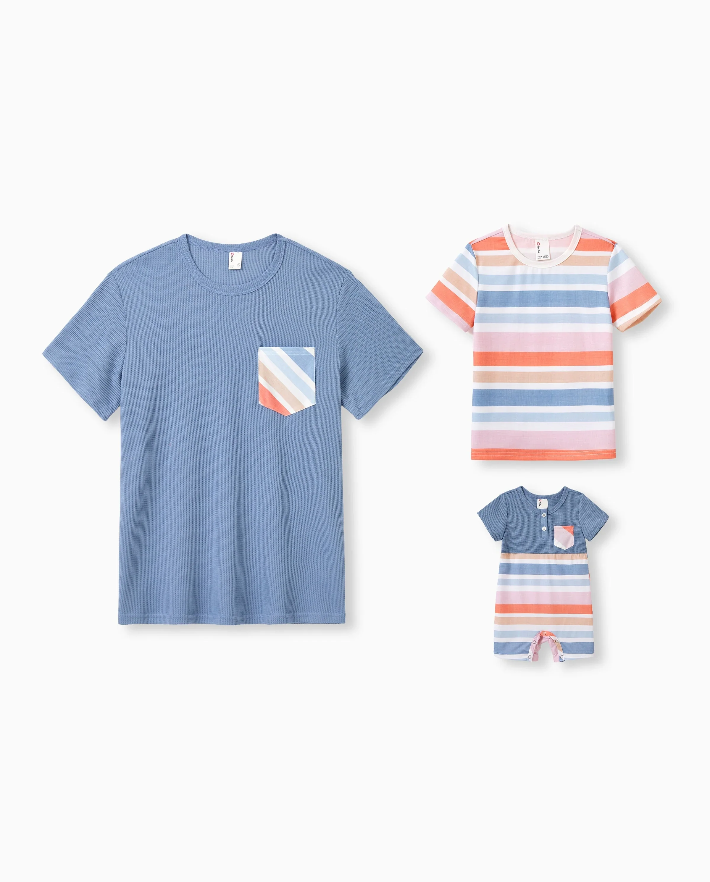Daddy and Me Family Matching Blue Short-sleeve Tee or Colorful Stripe Camisole Dress Multi-color - Image 8