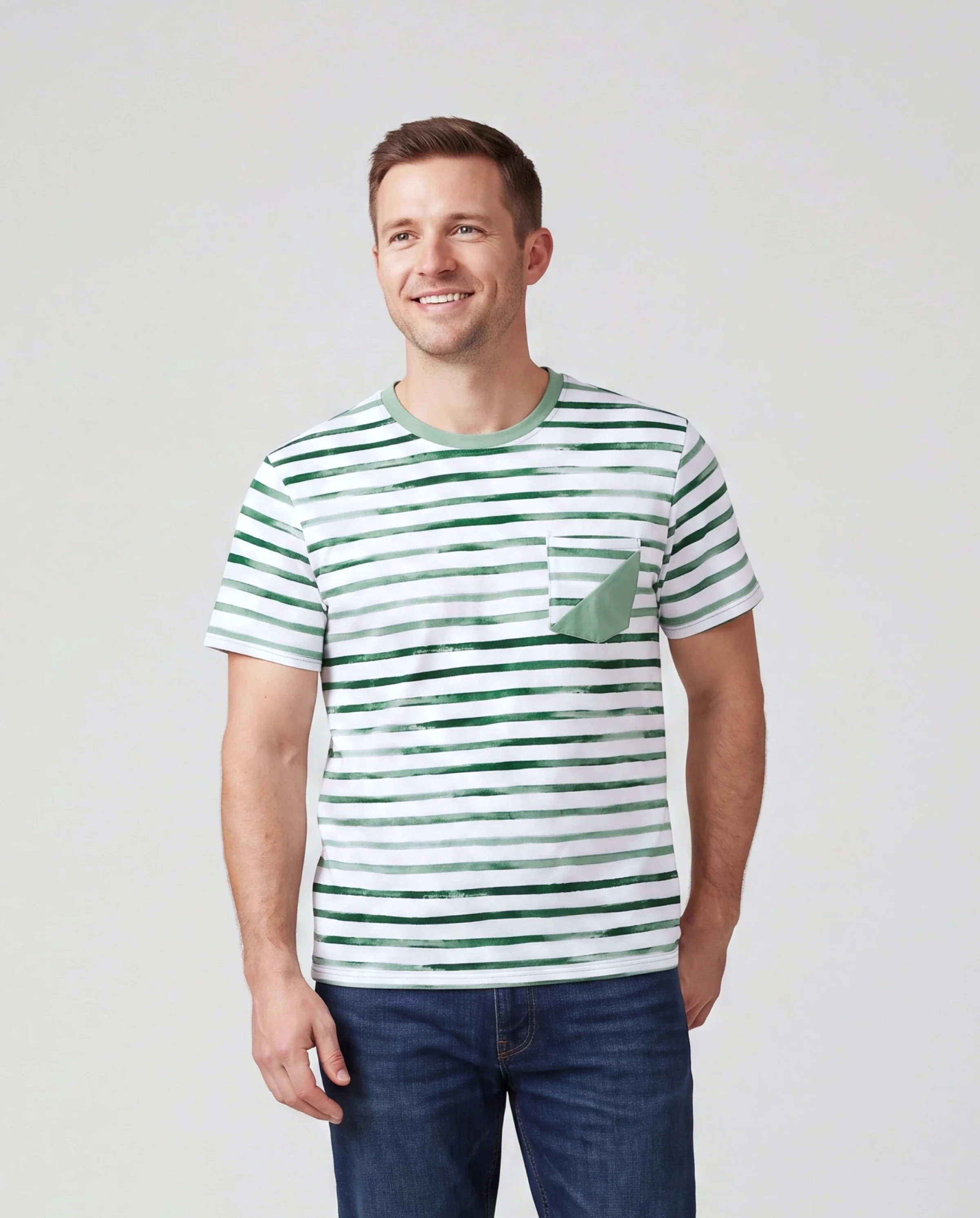 Daddy & Daughter Cotton Outfits Set Green Striped T-Shirt and Dress Set for Dad, Mom, Kids & Baby, Perfect for Summer Family Outings & Photos Green - Image 2