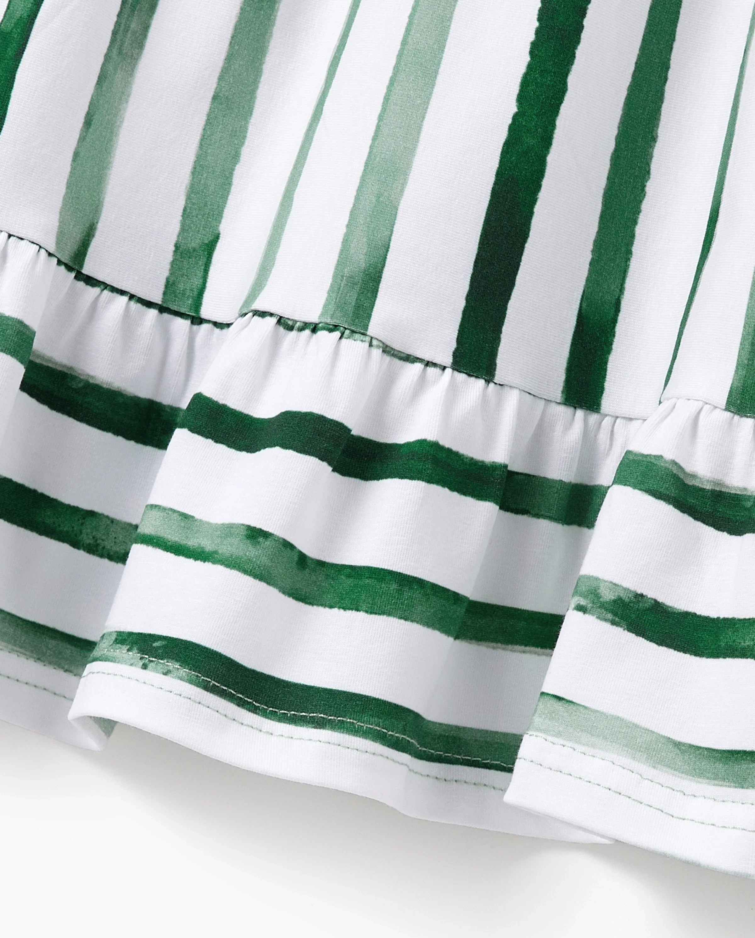 Daddy & Daughter Cotton Outfits Set Green Striped T-Shirt and Dress Set for Dad, Mom, Kids & Baby, Perfect for Summer Family Outings & Photos Green - Image 6