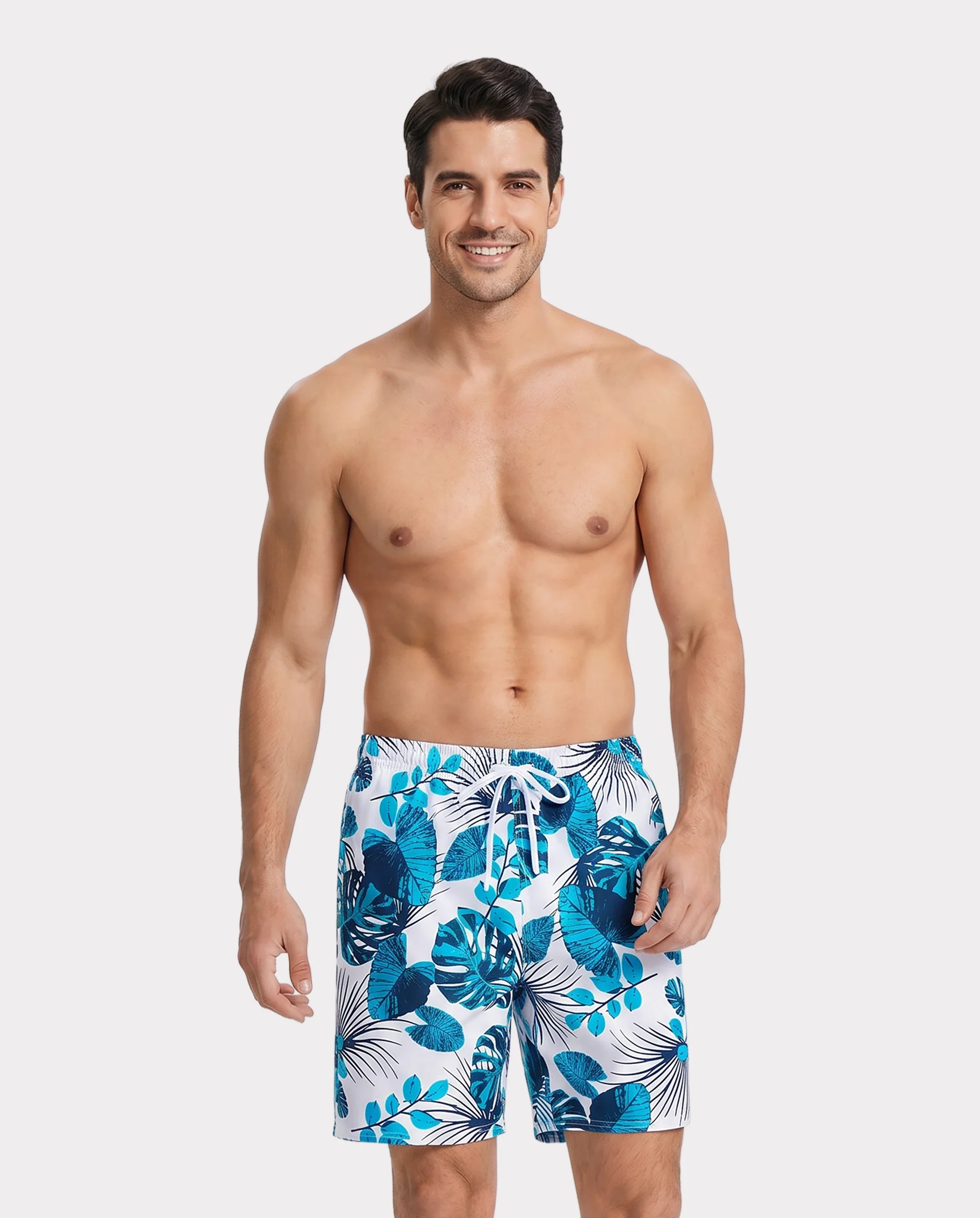 Daddy & Daughter Drawstring Swim Trunks or Cut Out Lace UP Back One-Piece Swimsuit BLUEWHITE - Image 2