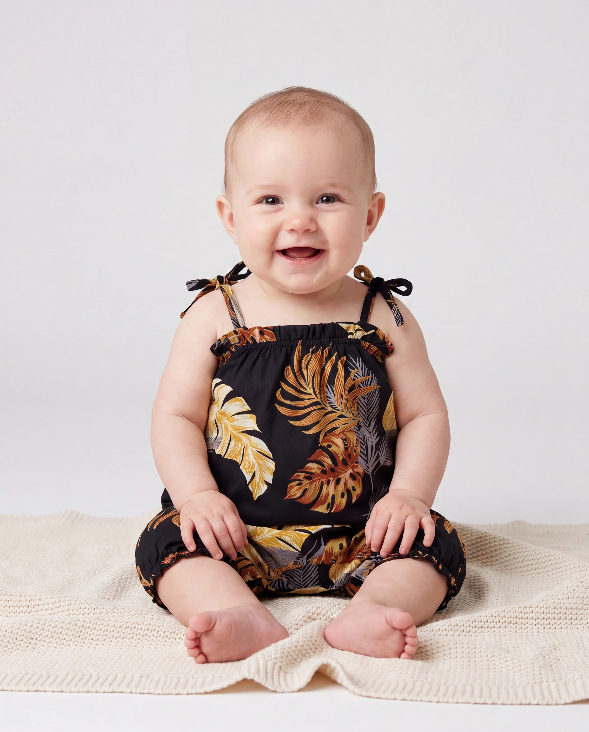 Daddy & Daughter Floral Print Beach Wear Short-sleeve Shirt or Camisole top and Wide-Leg Pants Set for Summer Vacation Family Looks Black+White - Image 4