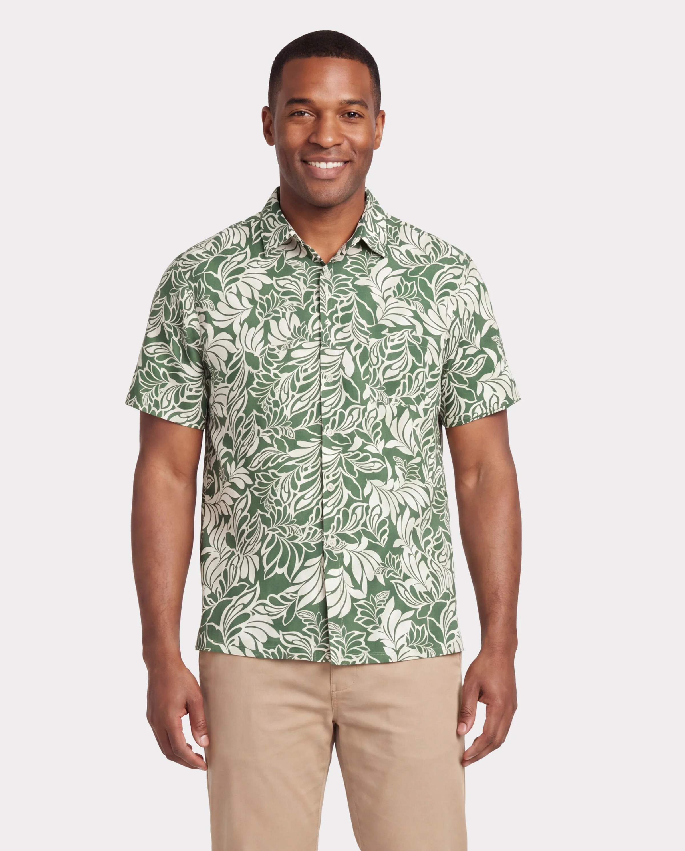Daddy & Daughter Leaf Print Short-sleeve Shirt or Halter Dress Green Set Green - Image 2