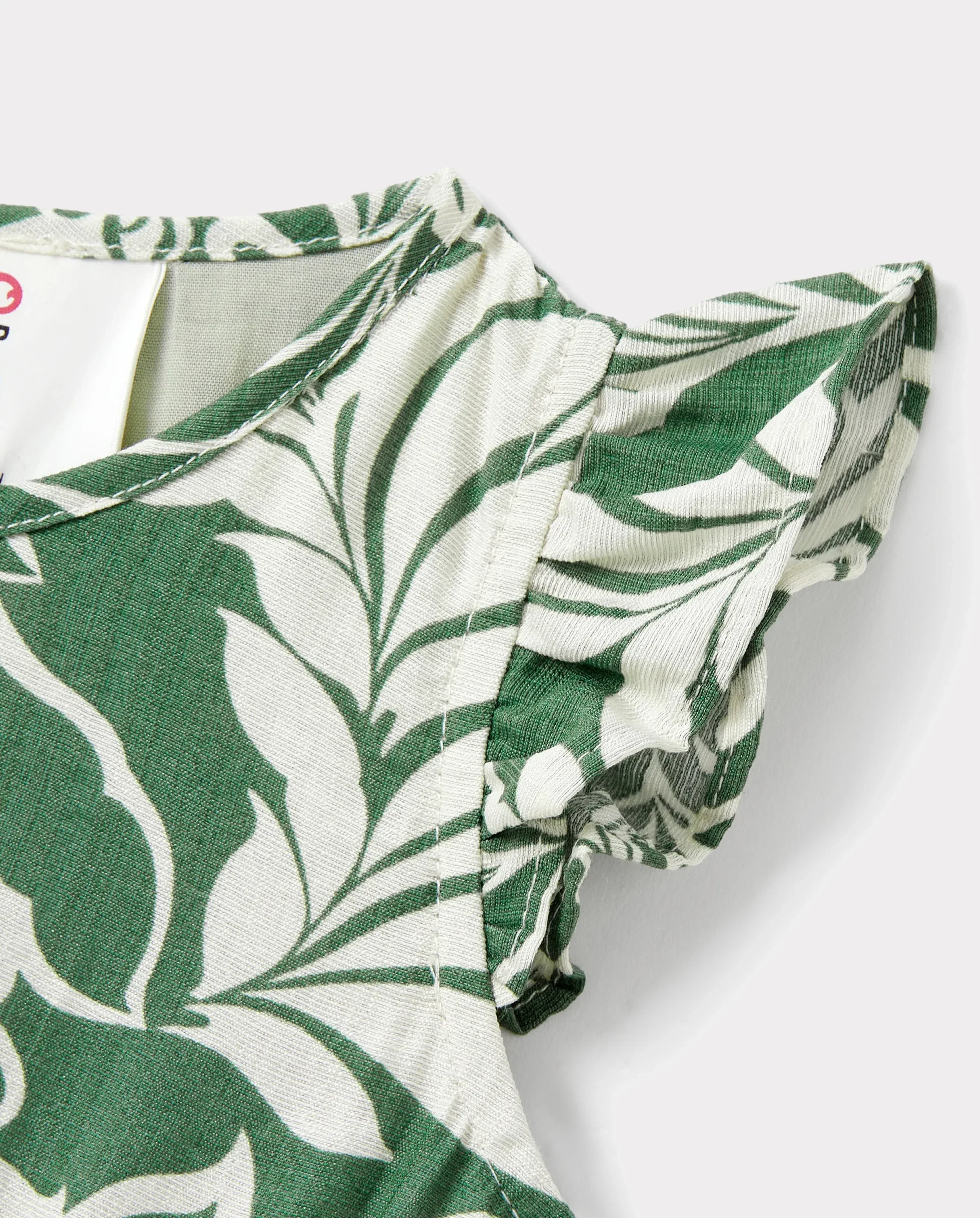Daddy & Daughter Leaf Print Short-sleeve Shirt or Halter Dress Green Set Green - Image 7