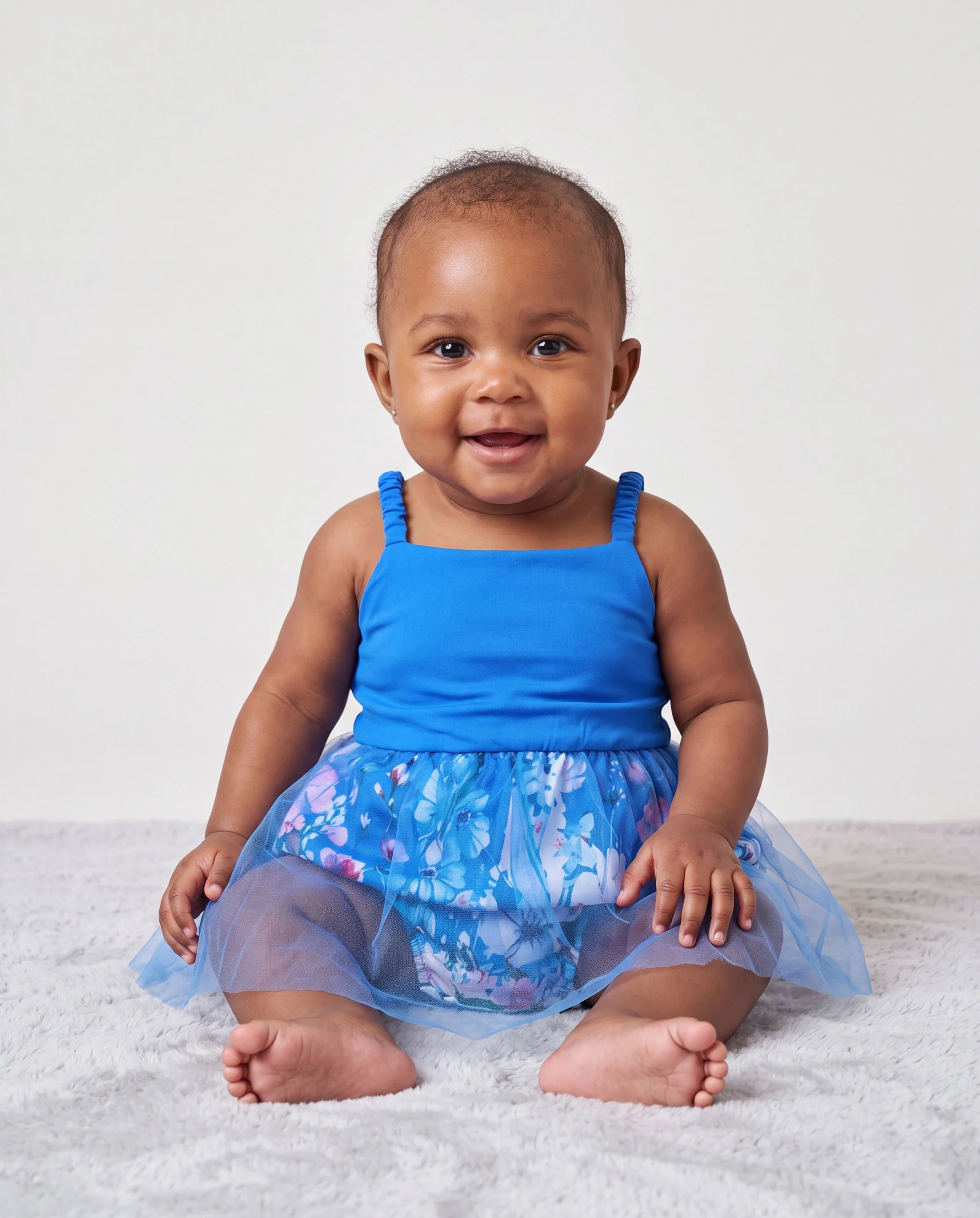 Daddy & Daughter Outfits Set Floral Sleeveless Dress or Short-sleeve T-shirt Blue - Image 4