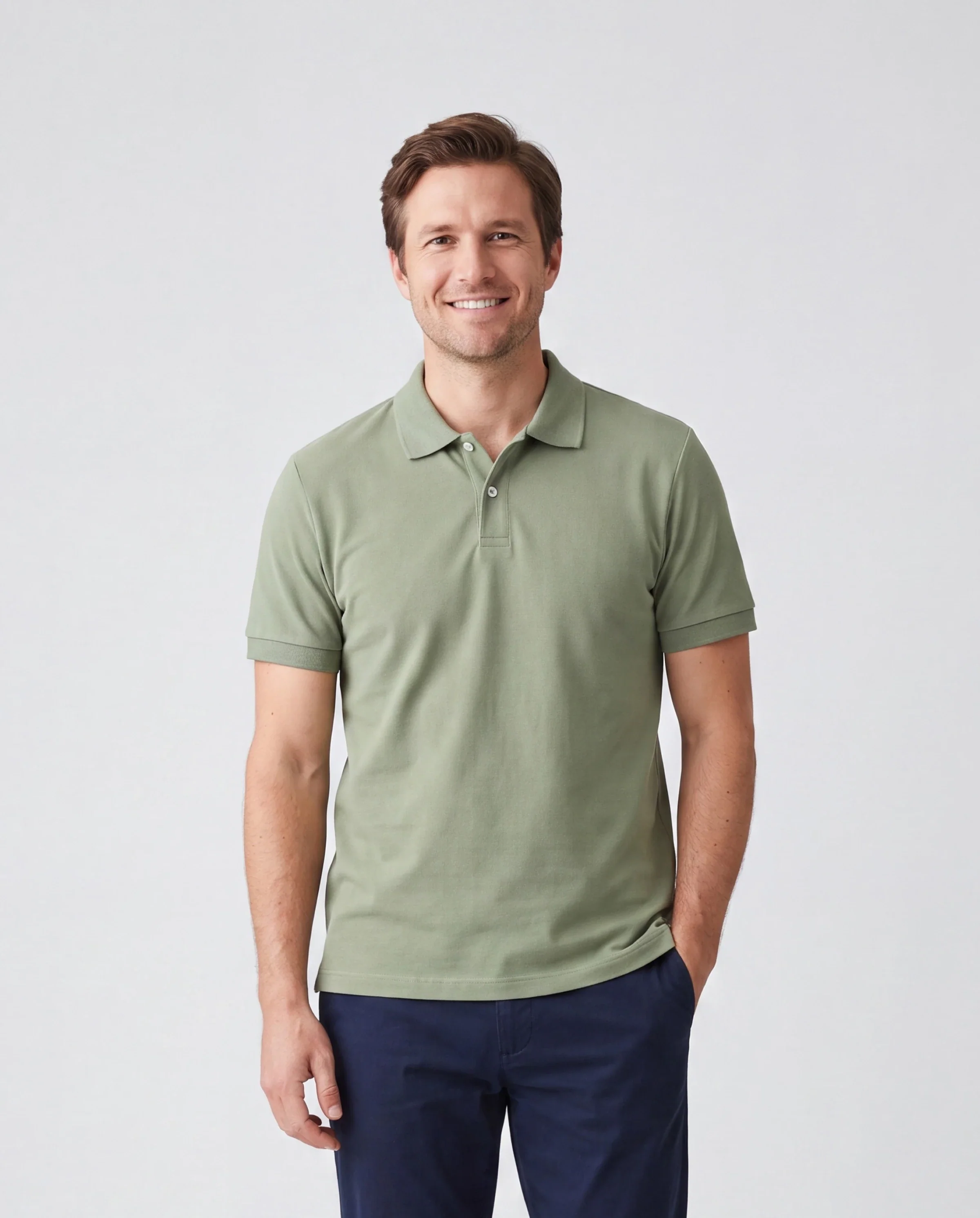 Daddy & Daughter Polo Collar Short-sleeve Shirt or V-neck Strappy Mesh Dress Green - Image 2