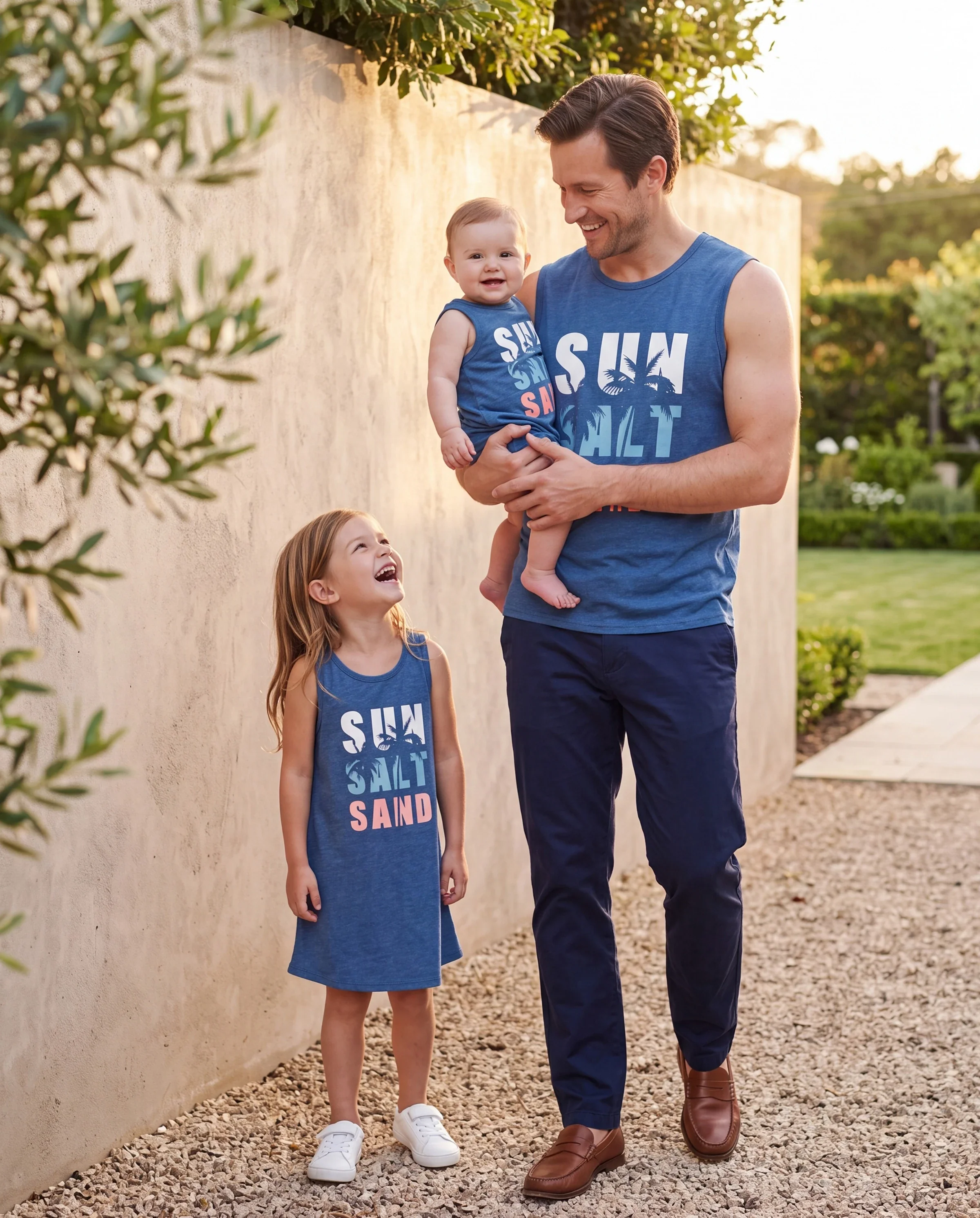 Daddy & Daughter Sets Blue Tank Top or Flowy A-Line Tank Dress with Pockets Blue - Image 9