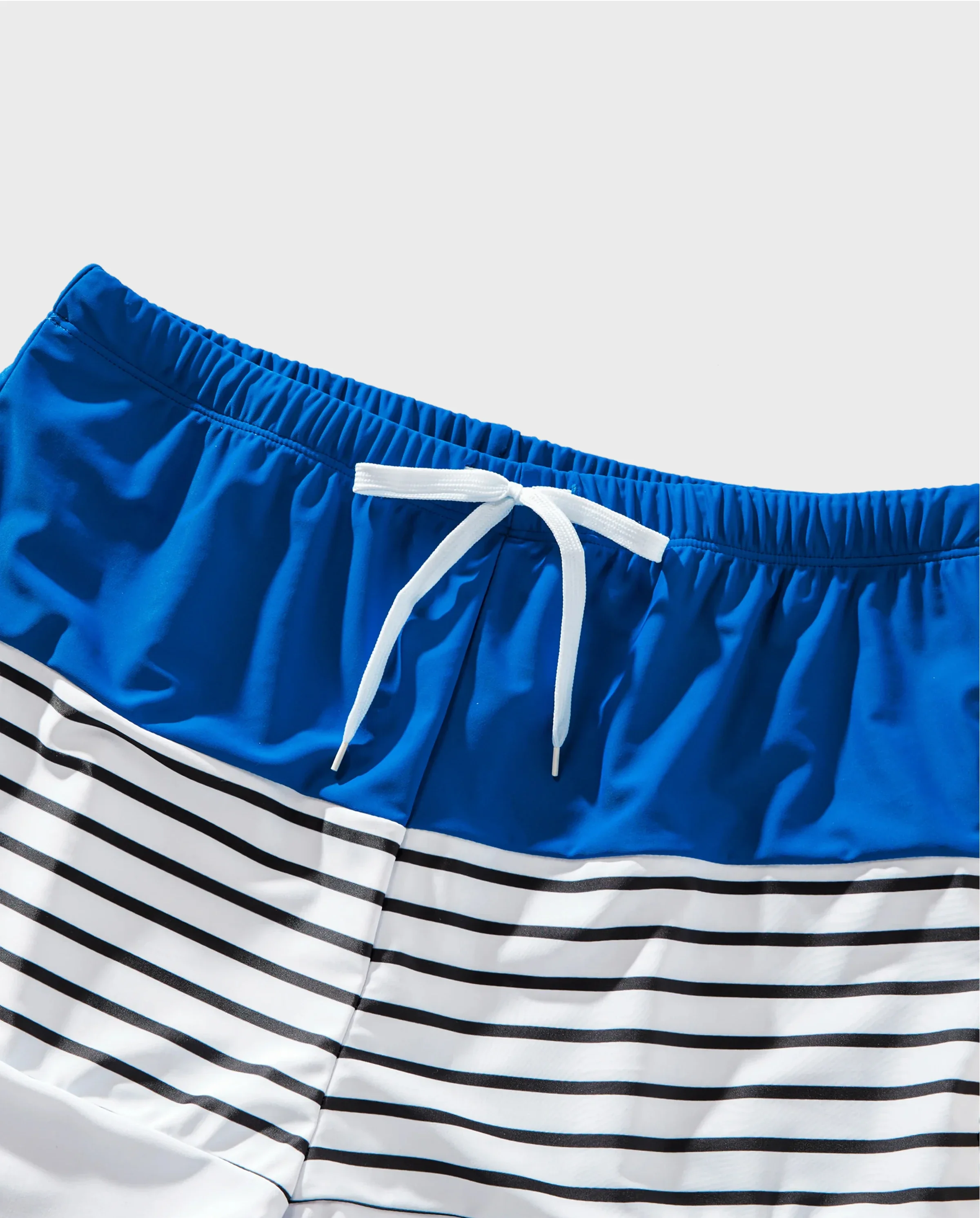 Daddy & Daughter Swimsuit Colorblock Drawstring Swim Trunks or Striped Blue Spliced Tankini with Cross-Front, Tie-Back, and Thin Straps Color block - Image 5