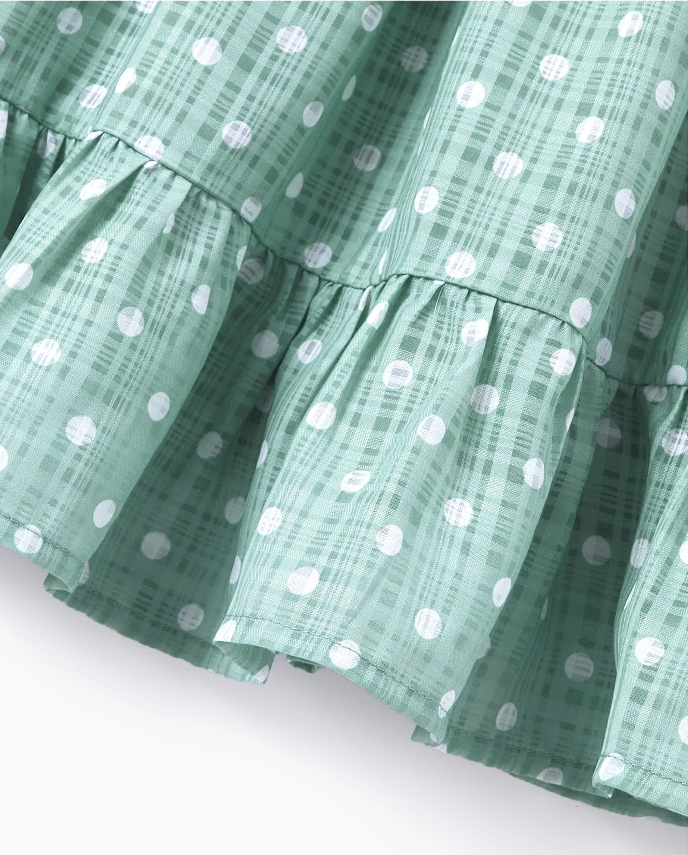 Daddy & Daughter T-Shirt & Dress Set Polka Dot Puff-sleeve Dress for Daughter & Baby, Color Block Cotton Tee for Dad , Perfect for Family Outings & Photos Light Green - Image 7