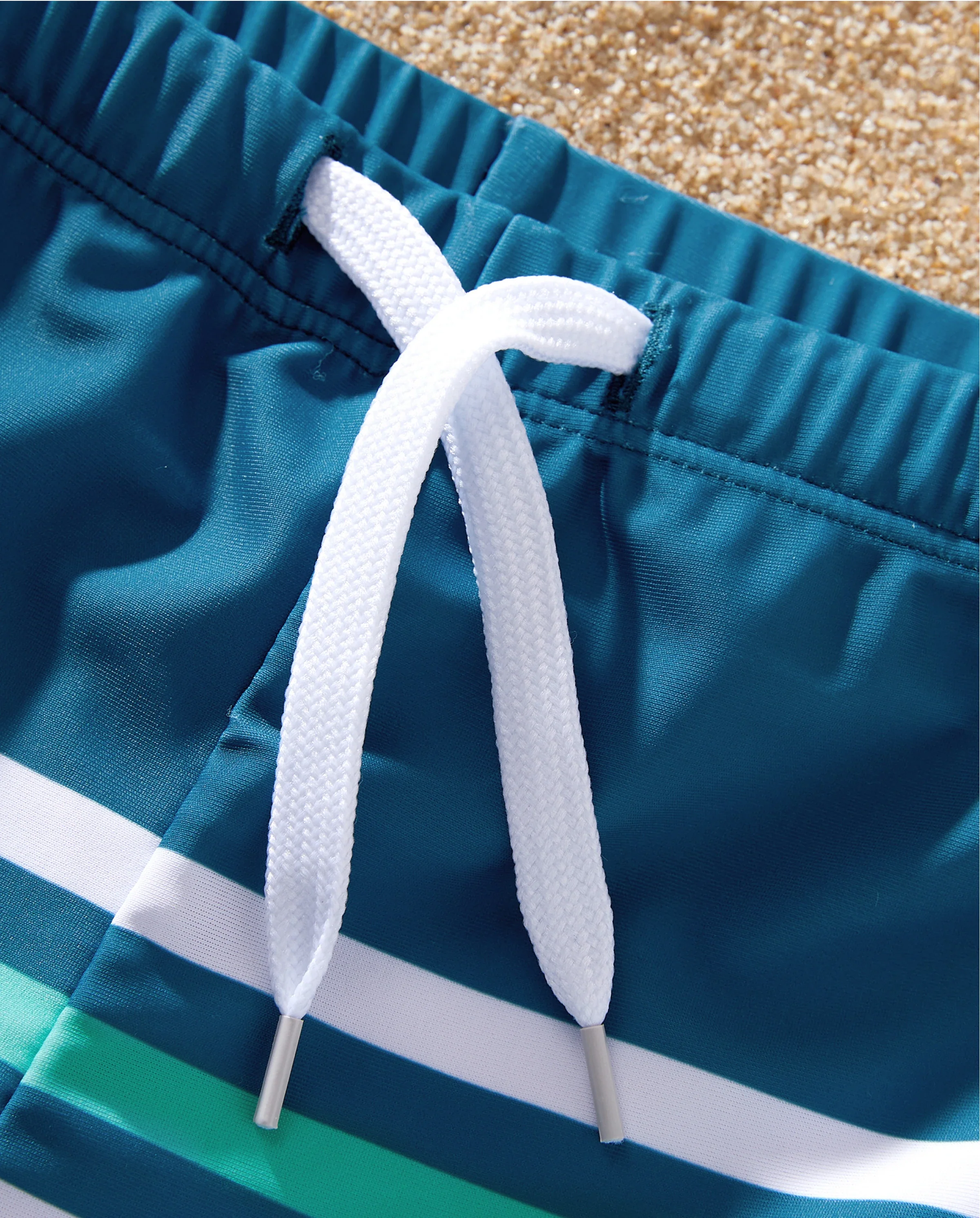 Daddy & Daughter Teal Striped Swimsuits Ruched Bikini & Swim Trunks Set Multi-color - Image 6