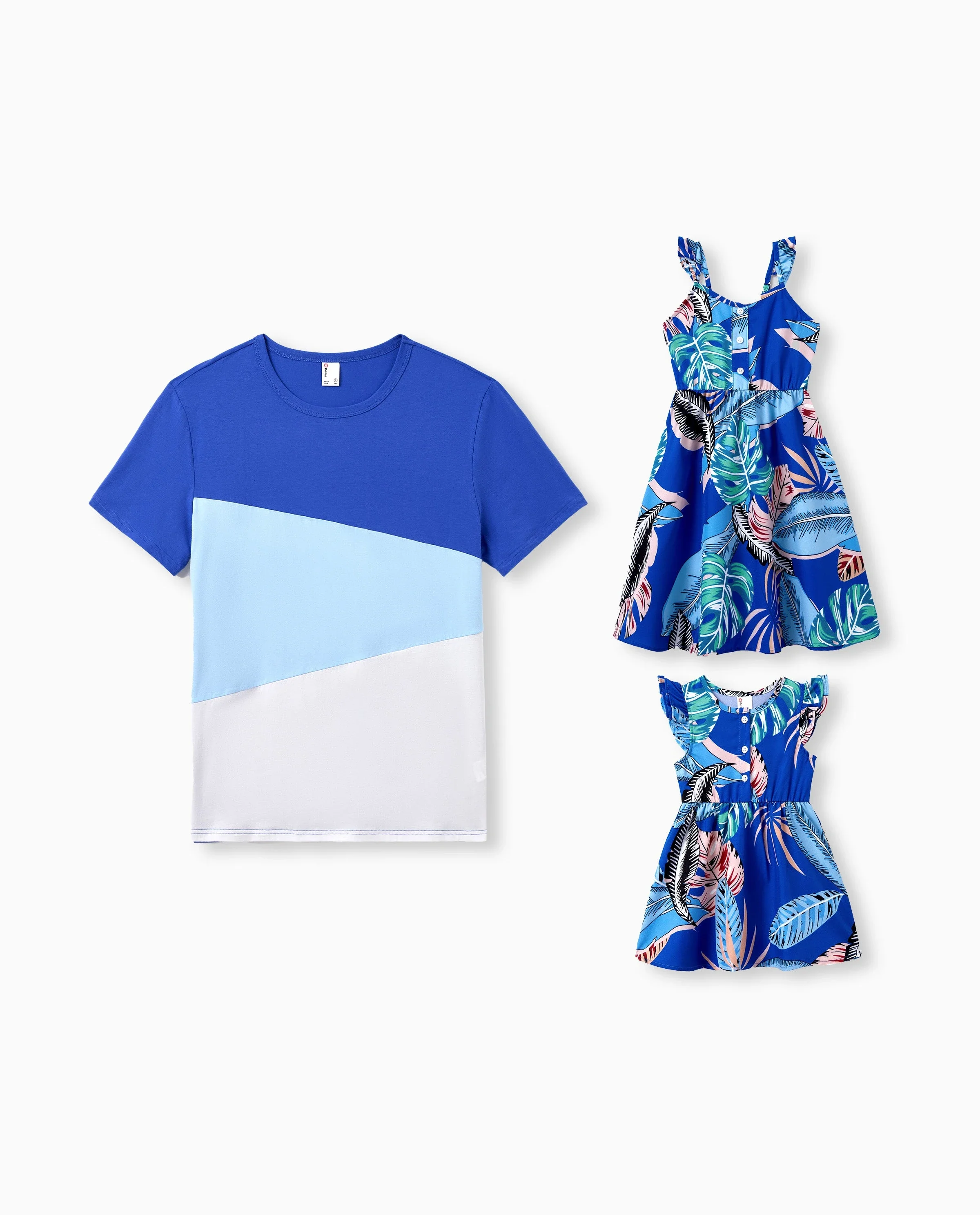 Daddy & Daughter Tropical Dress & T-shirt Set – Blue Floral Print for Dad, Mom, Girls & Baby, Perfect for Summer Vacations and Family Photos Blue - Image 8