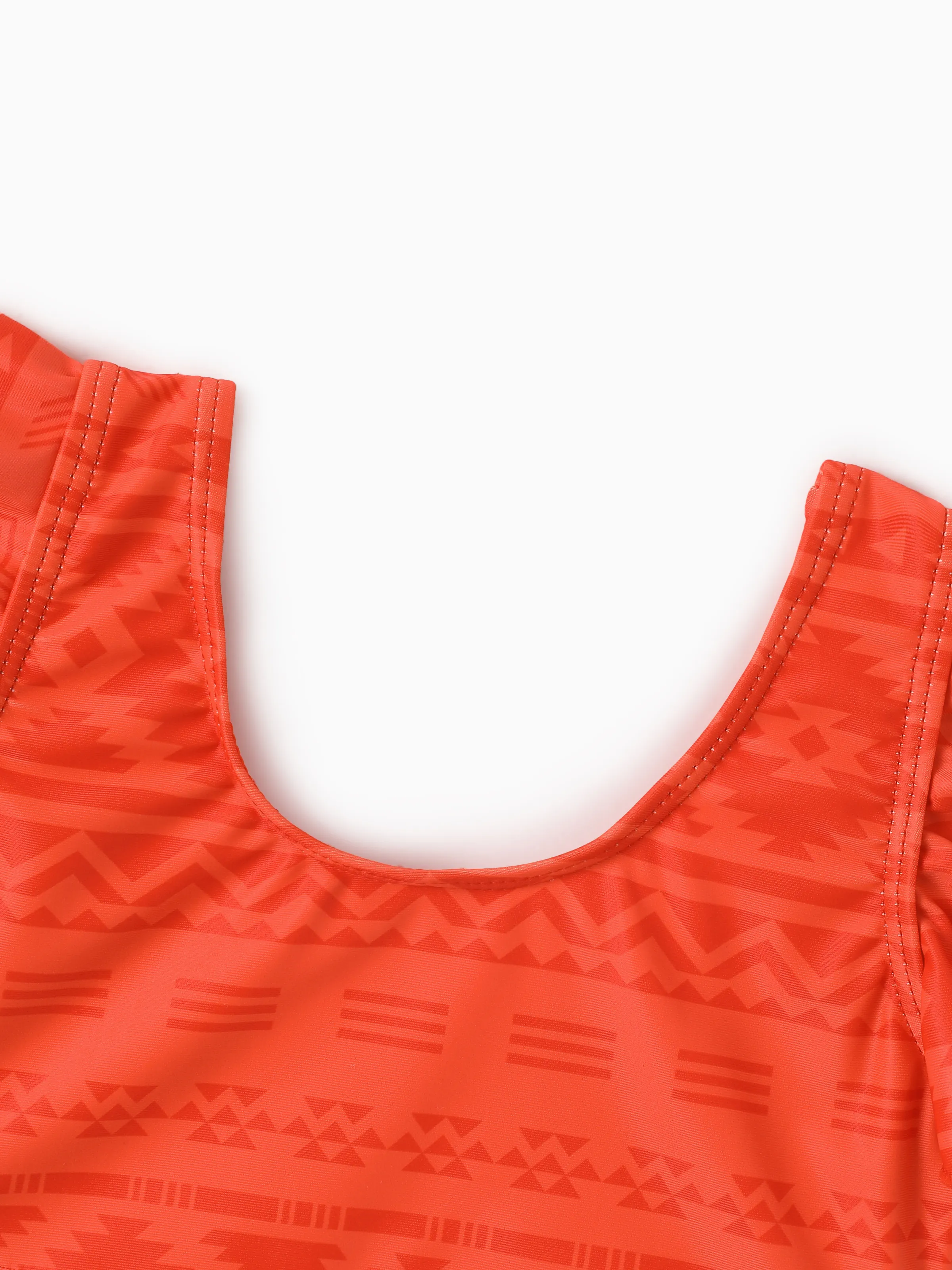 Daddy & Daughter Tropical Floral Print Swim Trunk or Ruffle Trim Bikini with Optional Beach Cover-Up Dress Orange - Image 7