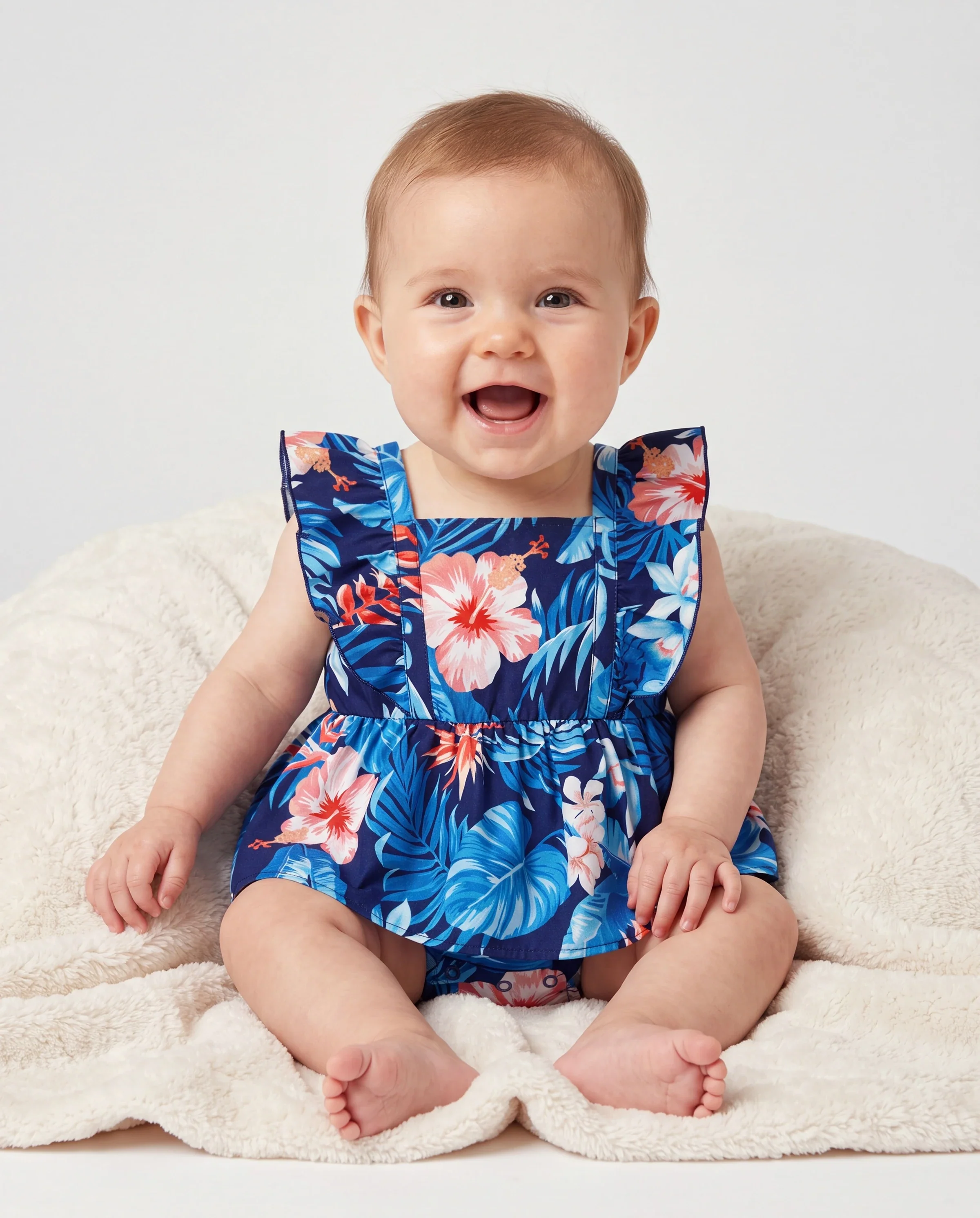 Daddy & Daughter Vacation Set Tropical Floral Print Shirt or Halter Dresses for Dad, Mom, Kids & Baby, Perfect for Summer Holidays & Family Photos Deep Blue - Image 4