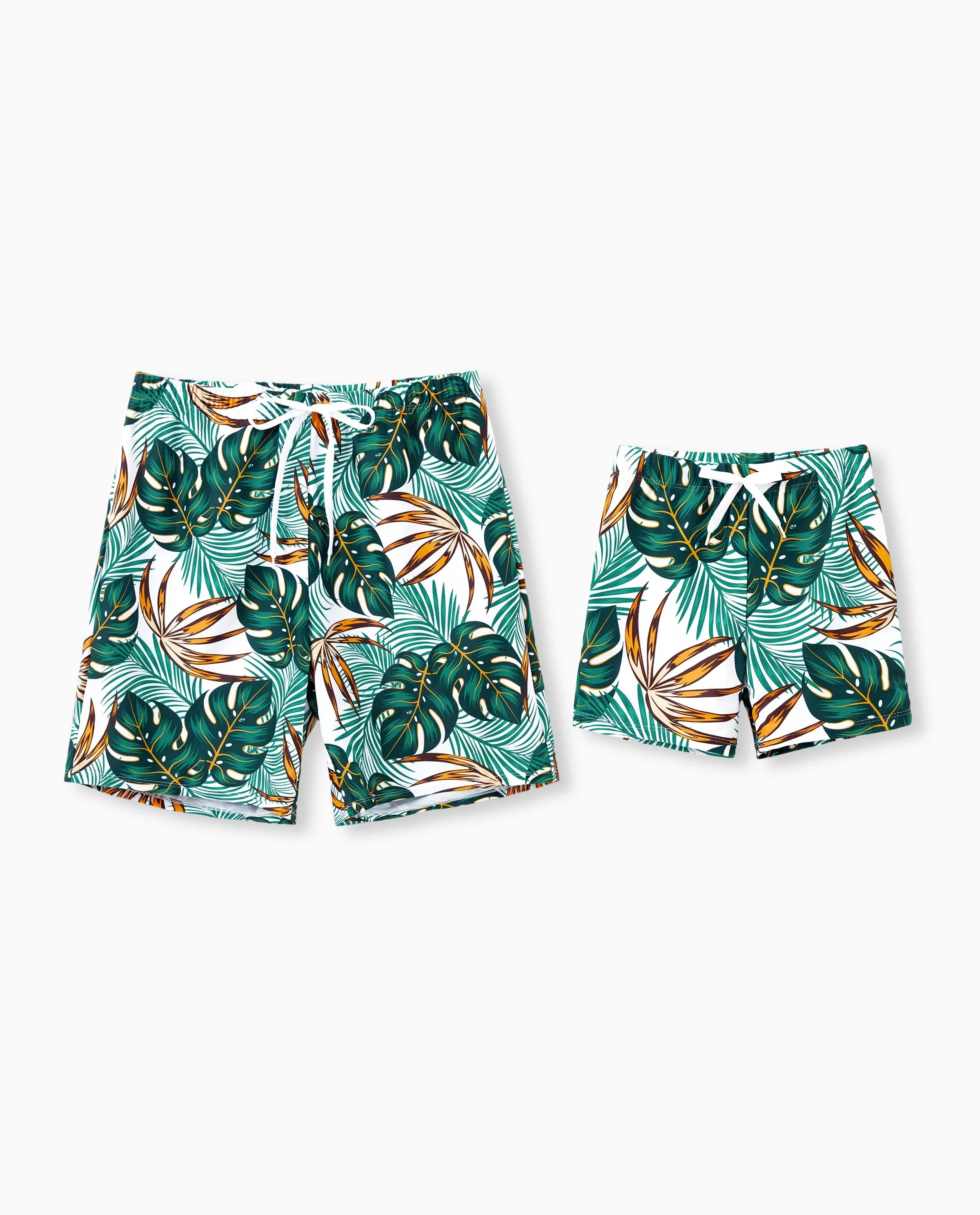 Daddy & Son Allover Plants Print Swim Trunks Shorts Dark Green - Image 4