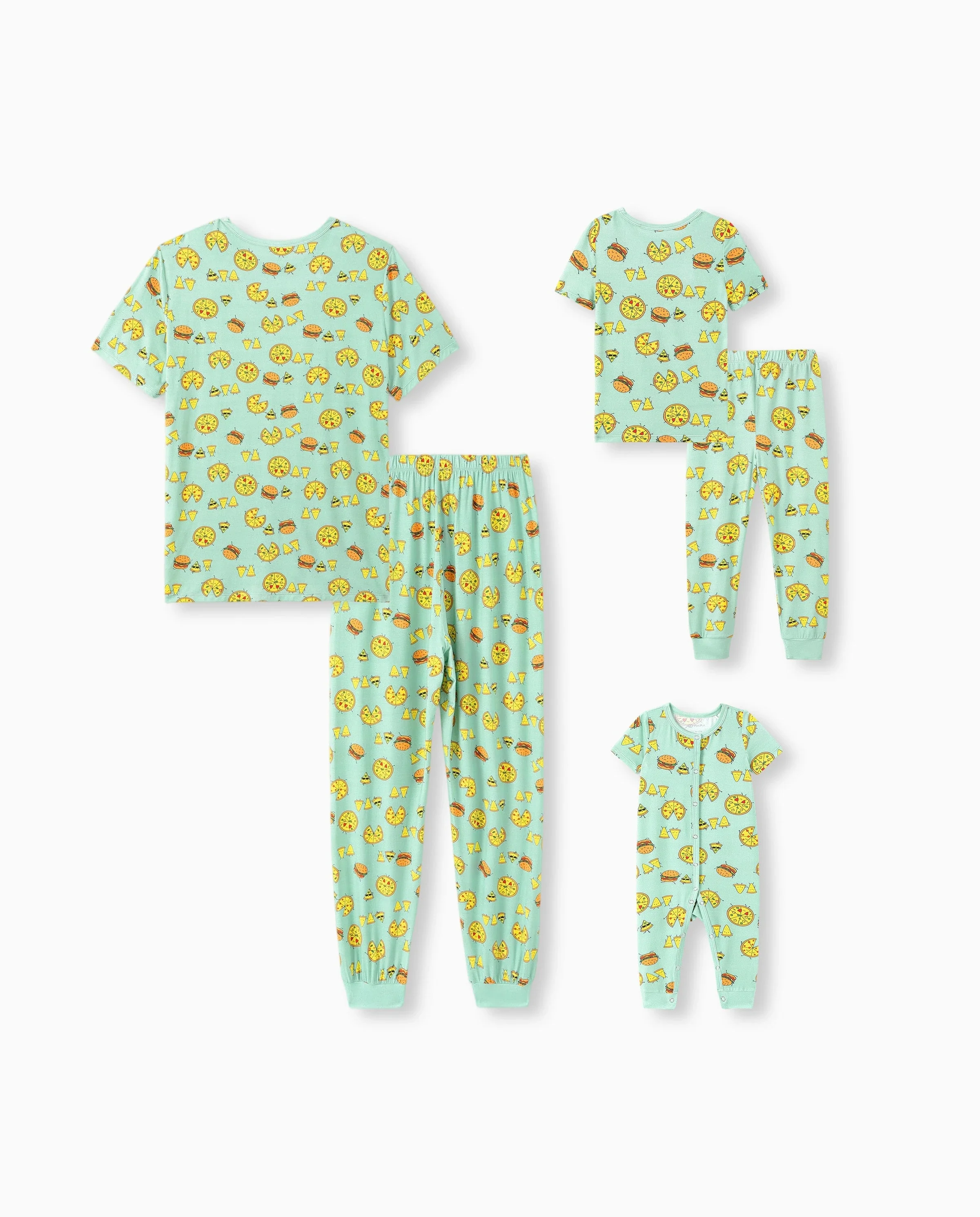 Daddy & Son Bamboo Family Mint Green PJs Cute Cartoon Food Theme Print Short Sleeve & Long Pants Sleepwear Matching Pajama set (Snug-Fitting for Children) Light Blue - Image 8