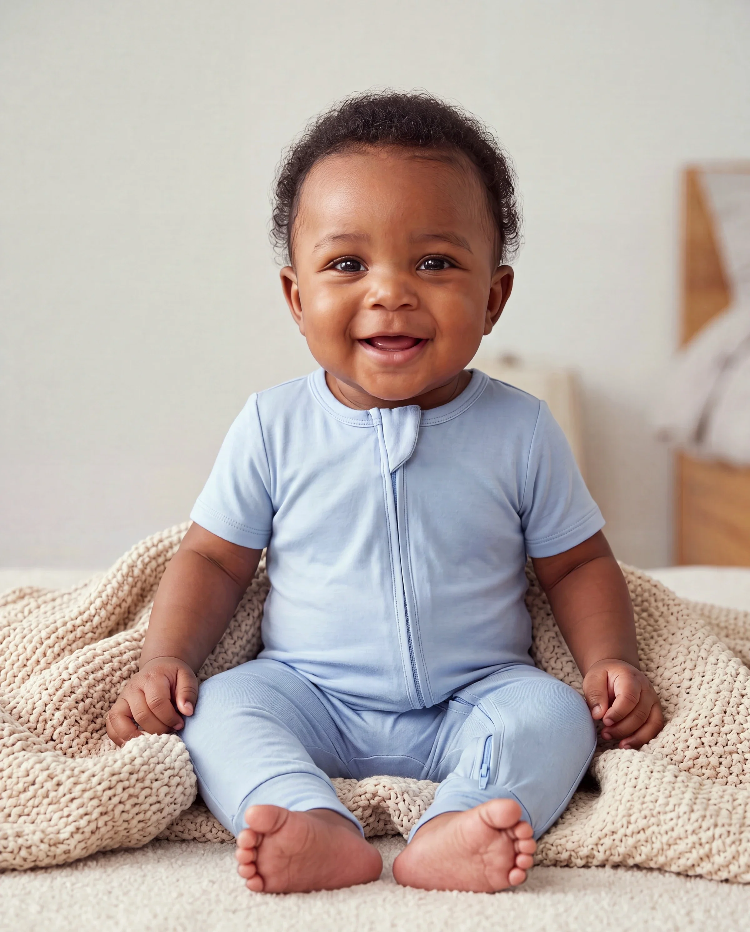 Daddy & Son Bamboo Pajamas Soft Bamboo Viscose PJs for Men Women Kids Toddler Baby, Classic Blue Short-sleeve Sleepwear with Button-Down Shirt and Pants Blue grey - Image 4