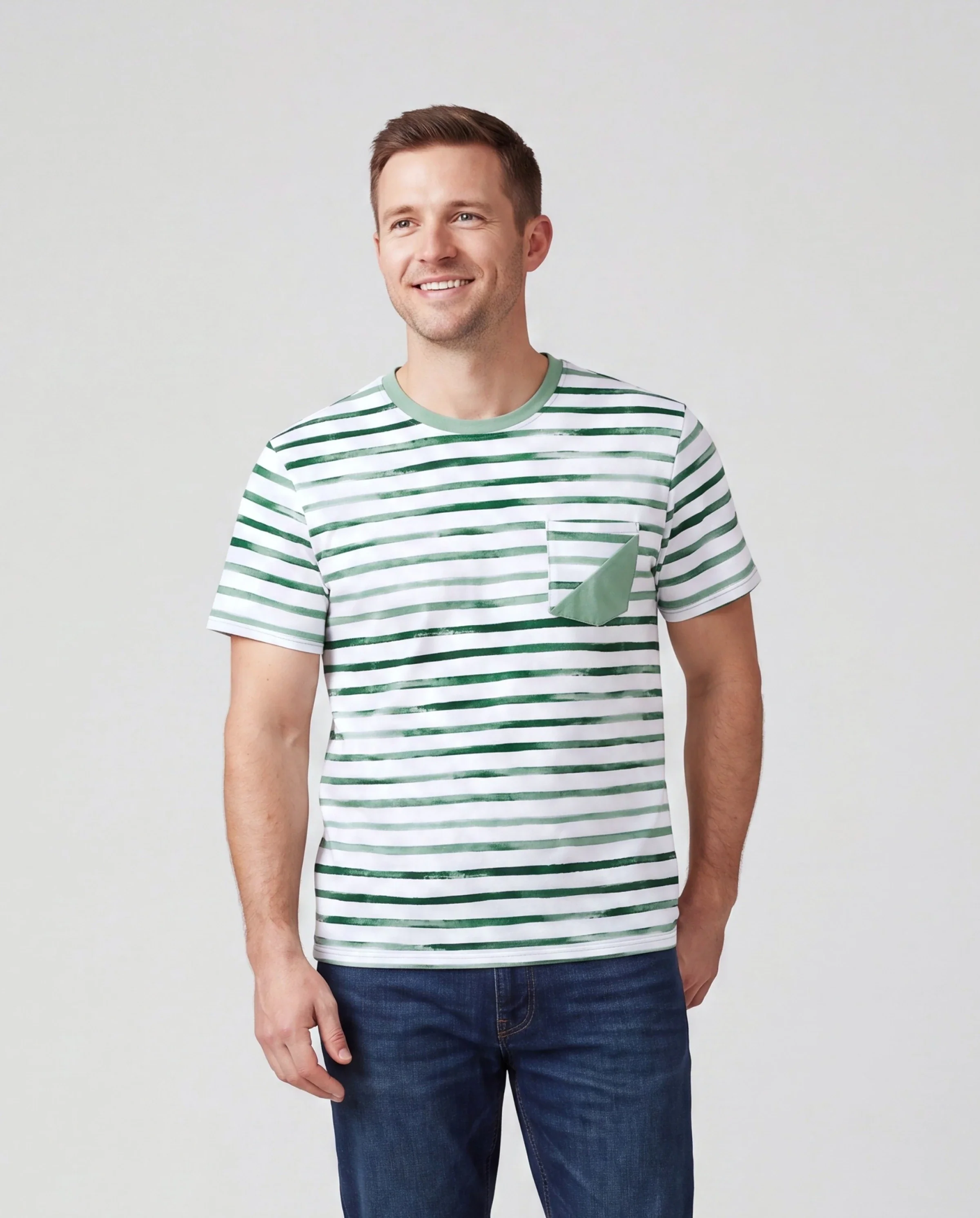 Daddy & Son Cotton Outfits Set Green Striped T-Shirt and Dress Set for Dad, Mom, Kids & Baby, Perfect for Summer Family Outings & Photos Green - Image 2