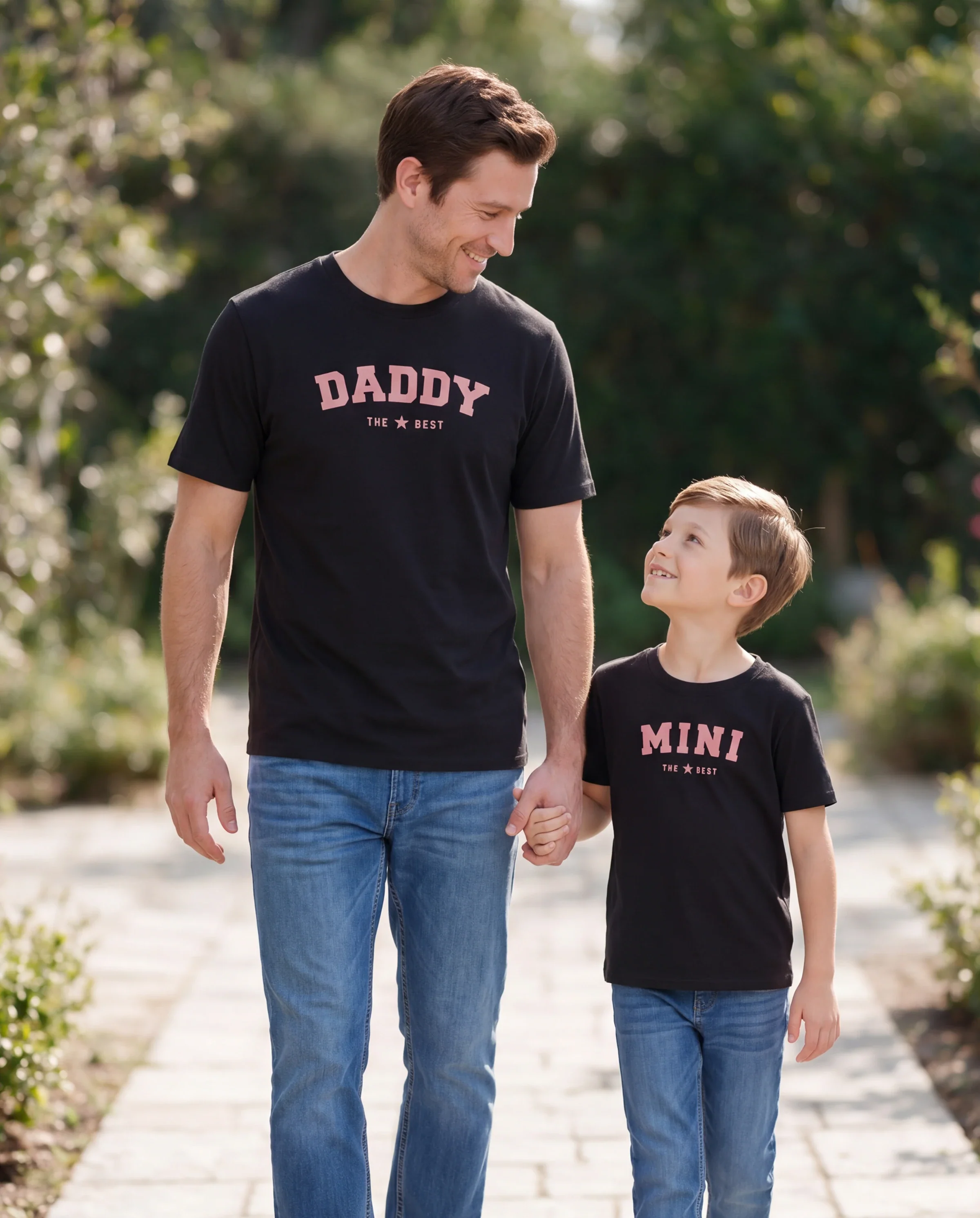 Daddy & Son Cotton T-Shirt & Dress Set Daddy / Mini Print Black Tee for Dad and boy, Floral Print splicing Dress for Mom, girl and Baby, Perfect for Summer Family Outings Black - Image 8