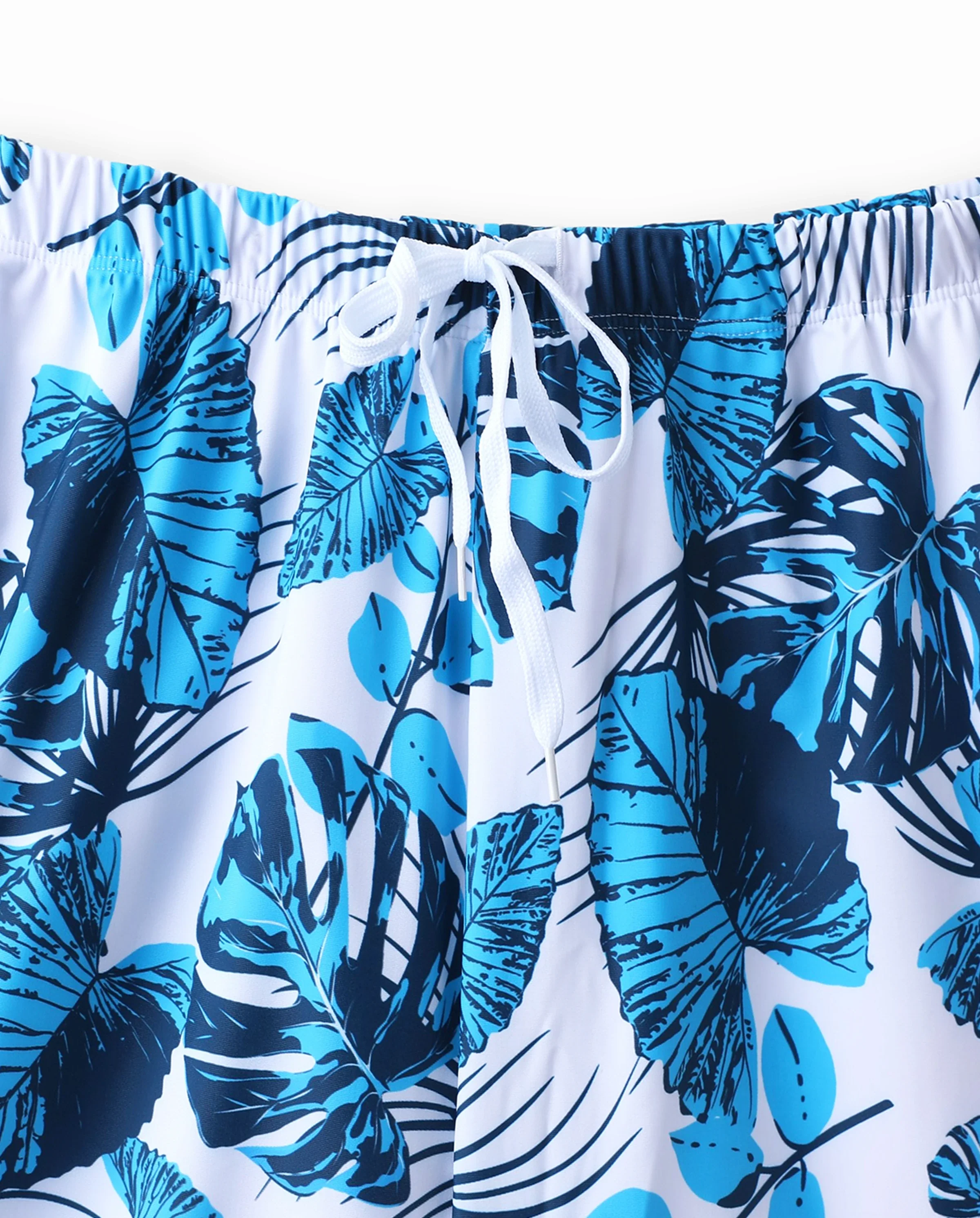 Daddy & Son Drawstring Swim Trunks or Cut Out Lace UP Back One-Piece Swimsuit BLUEWHITE - Image 5