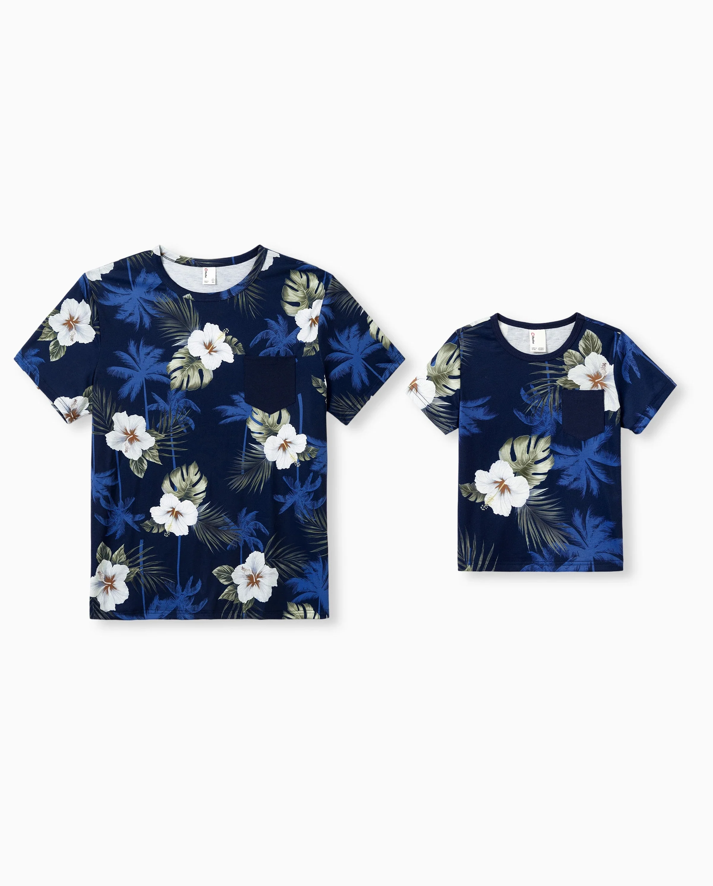 Daddy & Son Floral Print Cotton Top Short-sleeve Shirt Deep Blue - Image 7