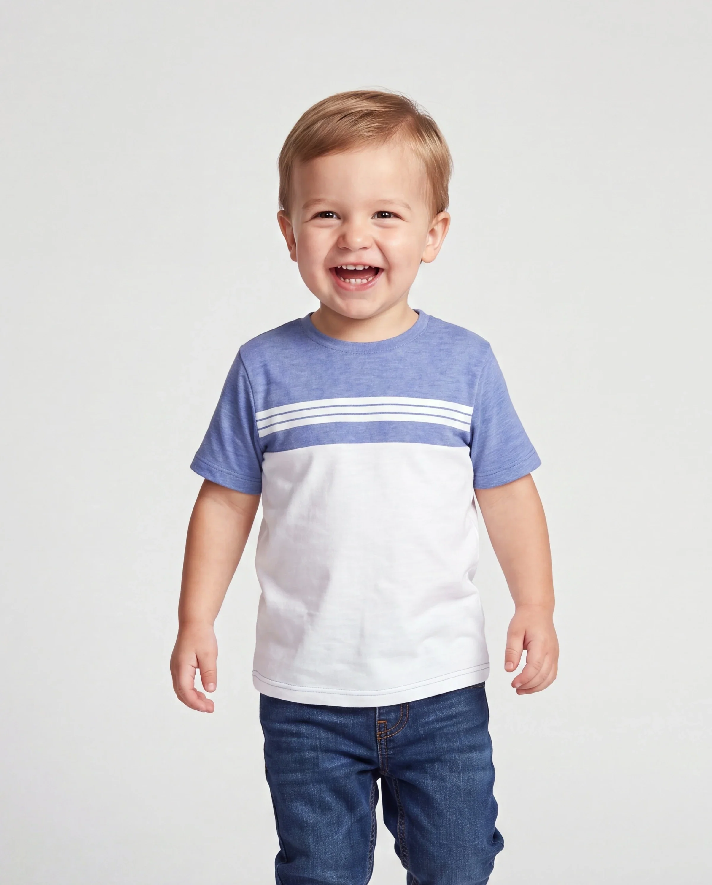 Daddy & Son Outfit: Floral Smocking Casual Suit BLUEWHITE - Image 3