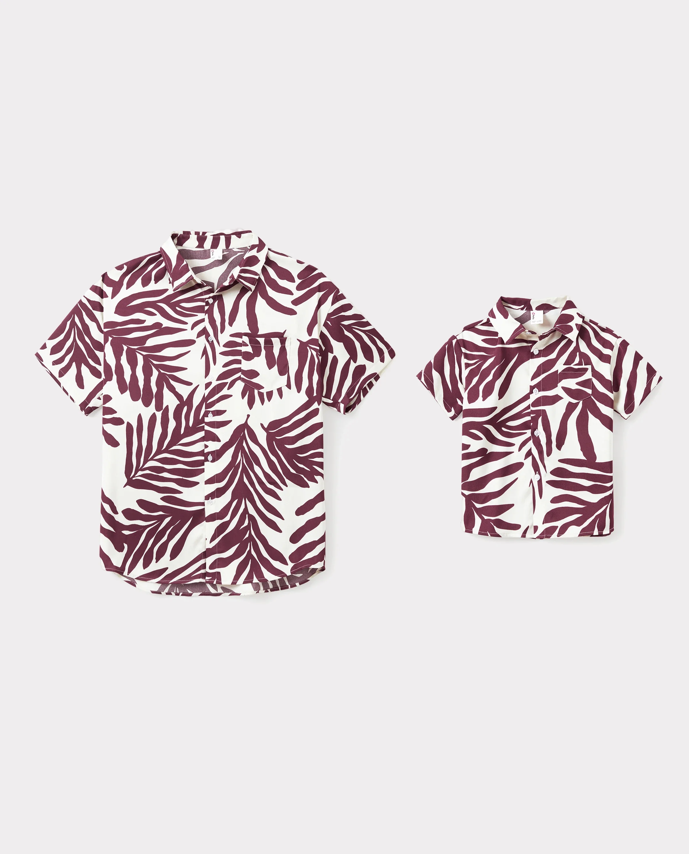 Daddy & Son Outfits Red Leaf Print Shirts for Hawaii/Cruise/Resort/Casual Wear White - Image 7