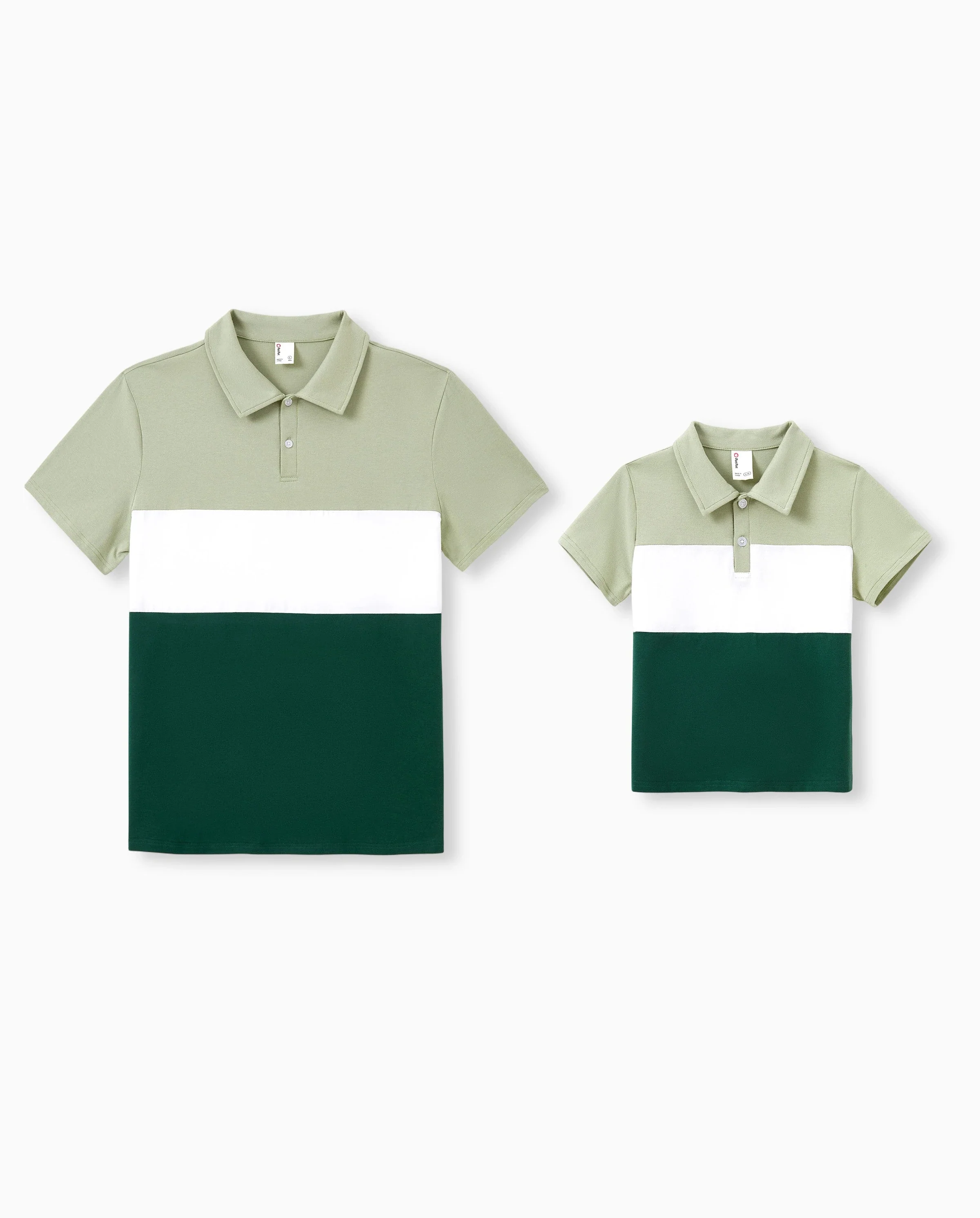 Daddy & Son Outfits Tropical Floral Print Strap Dress or Short-sleeve Colorblock Shirts Set Pale Green - Image 7