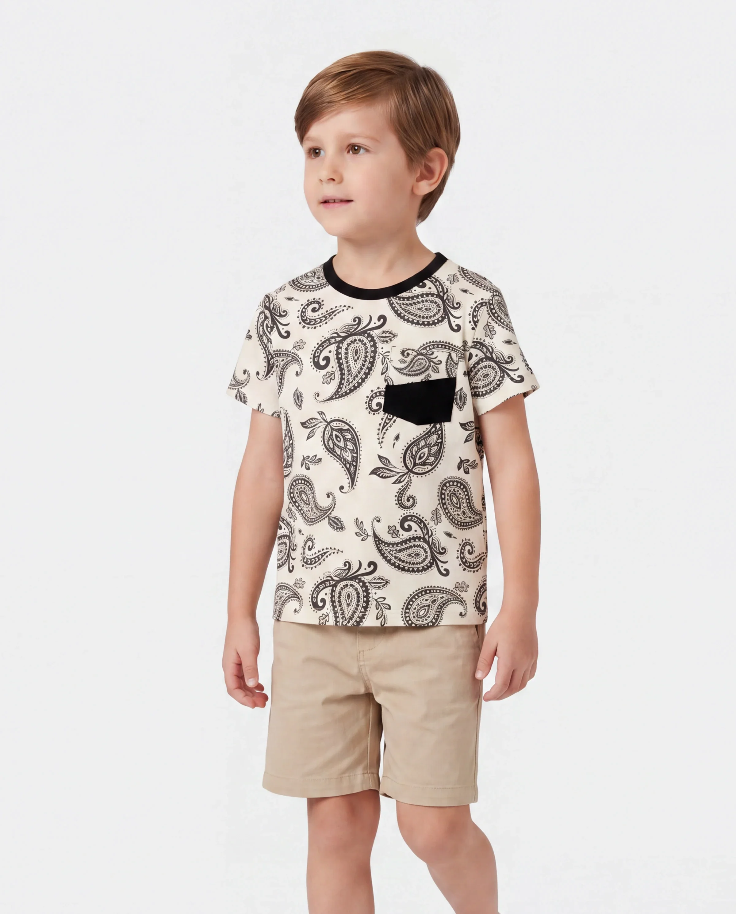 Daddy & Son Paisley Print Outfits Sleeveless Spaghetti Strap Dress & Cotton T-Shirt for Mom, Dad, & Kids Perfect for Family Outings & Photos Black - Image 3