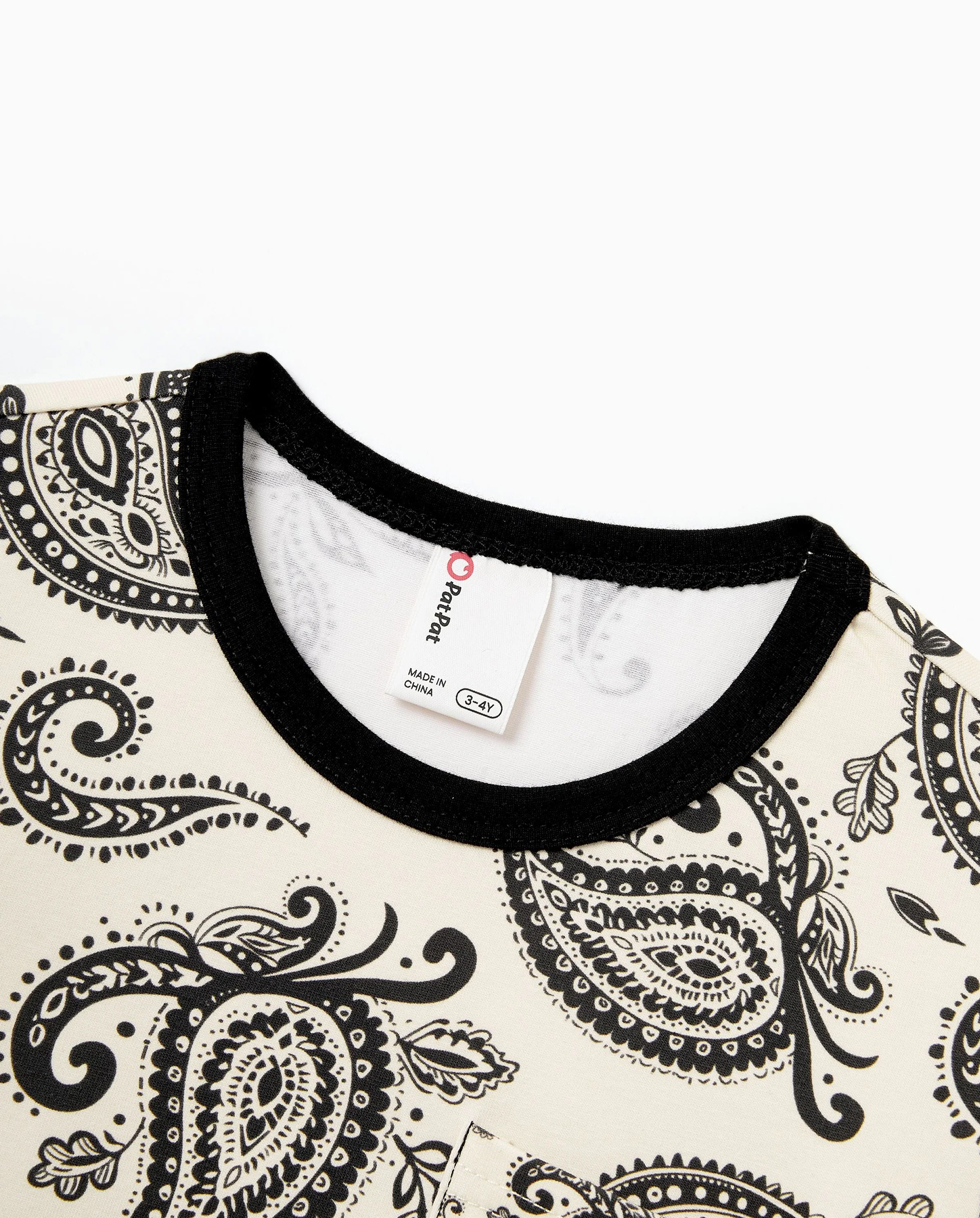 Daddy & Son Paisley Print Outfits Sleeveless Spaghetti Strap Dress & Cotton T-Shirt for Mom, Dad, & Kids Perfect for Family Outings & Photos Black - Image 5
