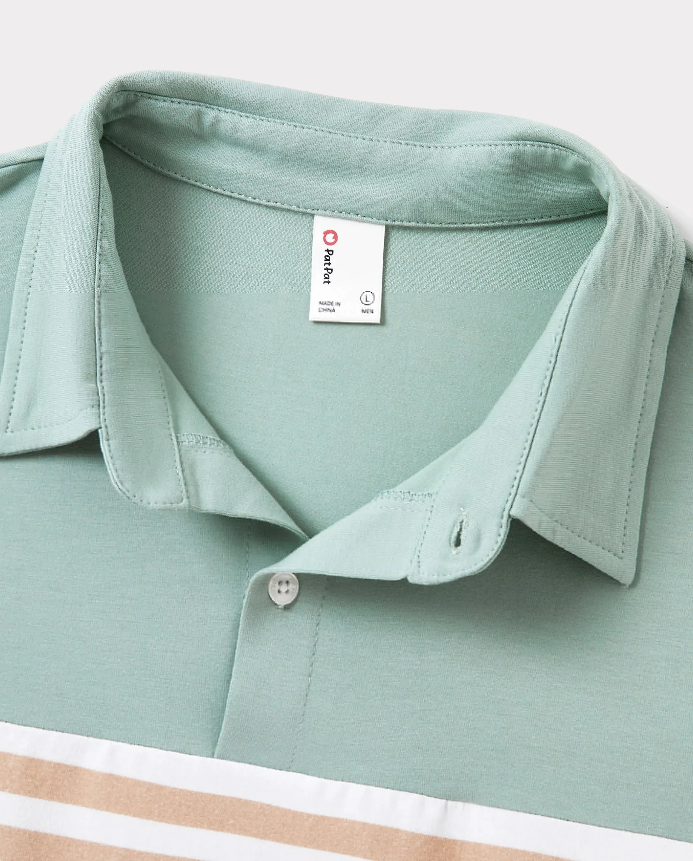 Daddy & Son Sets Green Striped Polo Shirt Light Green - Image 5