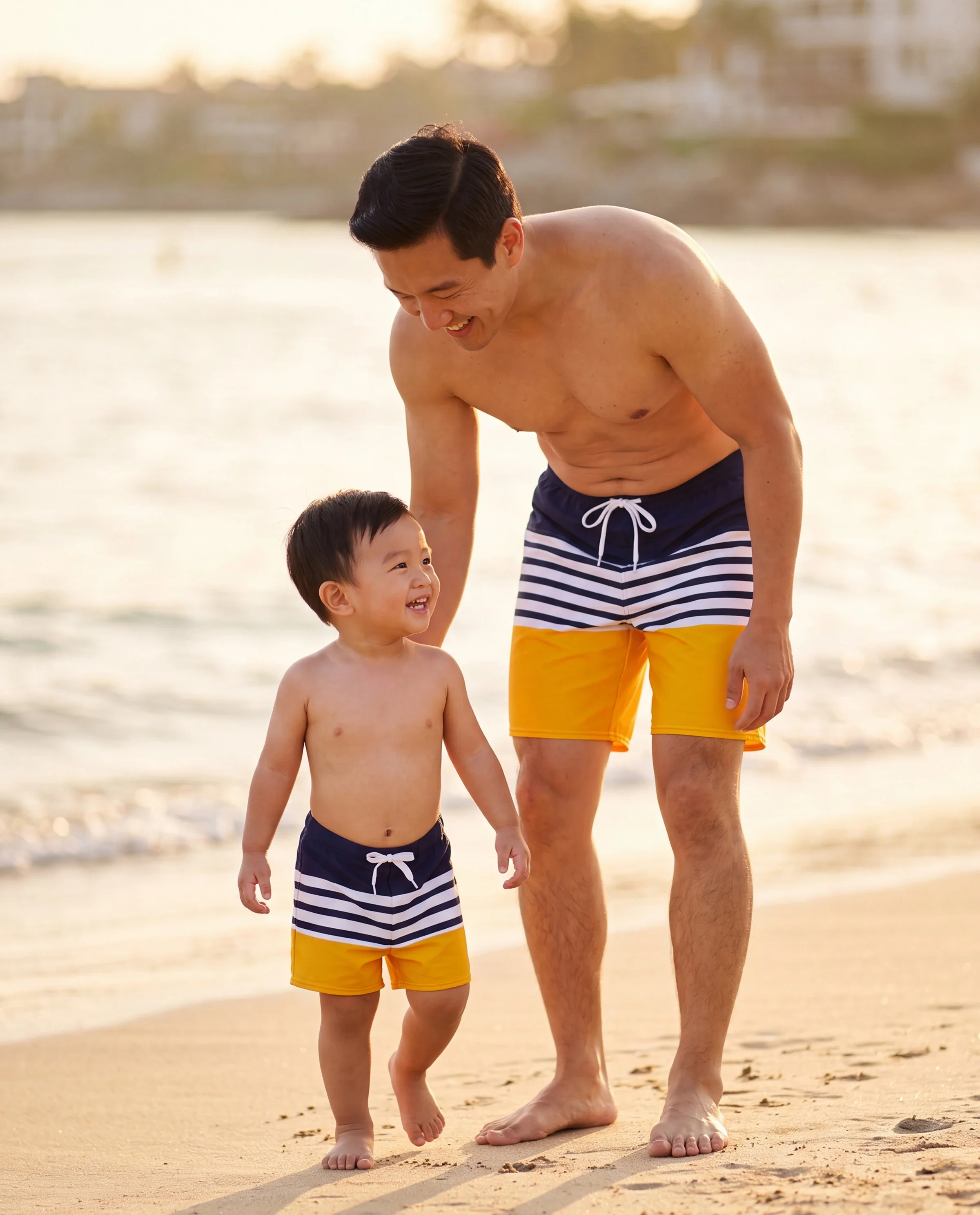 Daddy & Son Stripe & Colorblock Swim Trunks Shorts ColorBlock - Image 8