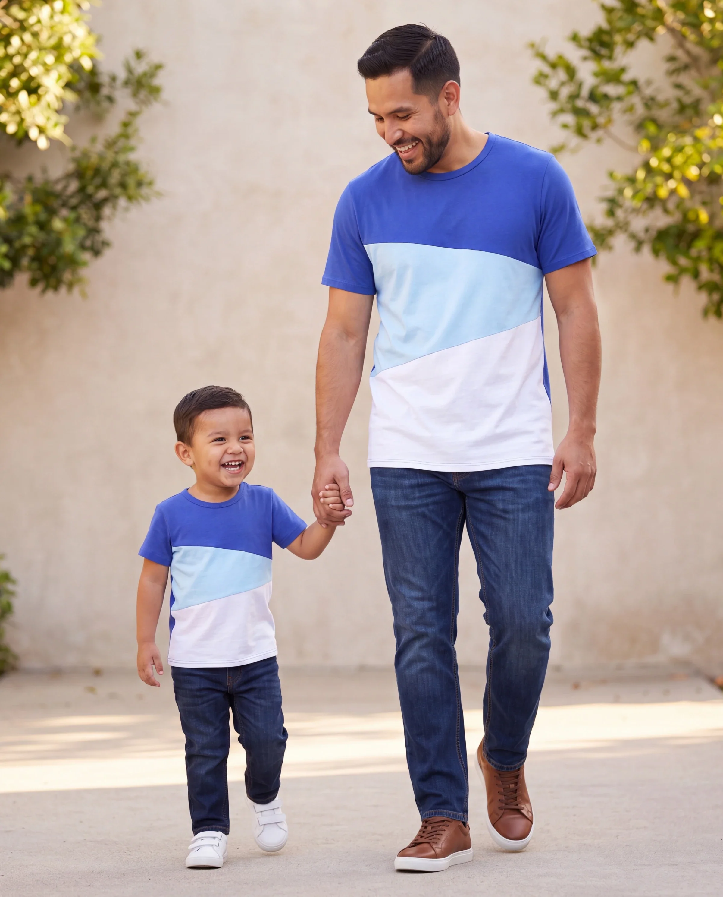 Daddy & Son Tropical Dress & T-shirt Set – Blue Floral Print for Dad, Mom, Girls & Baby, Perfect for Summer Vacations and Family Photos Blue - Image 8