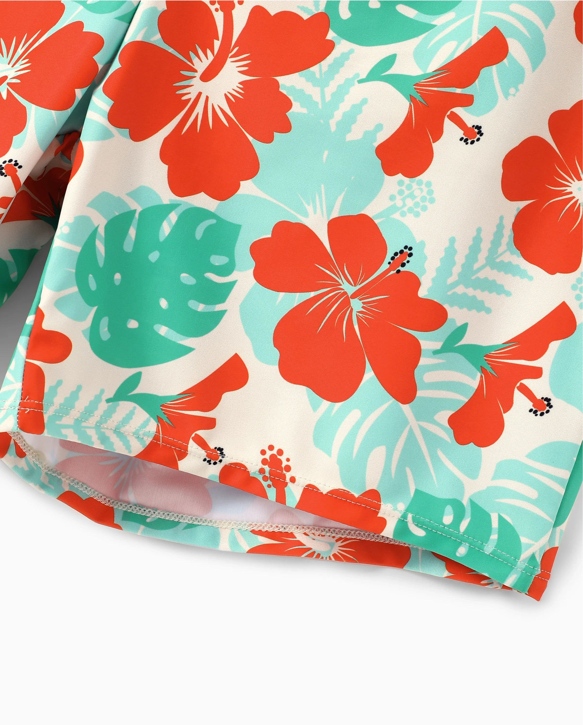 Daddy & Son Tropical Floral Print Swim Trunk or Ruffle Trim Bikini with Optional Beach Cover-Up Dress Orange - Image 5