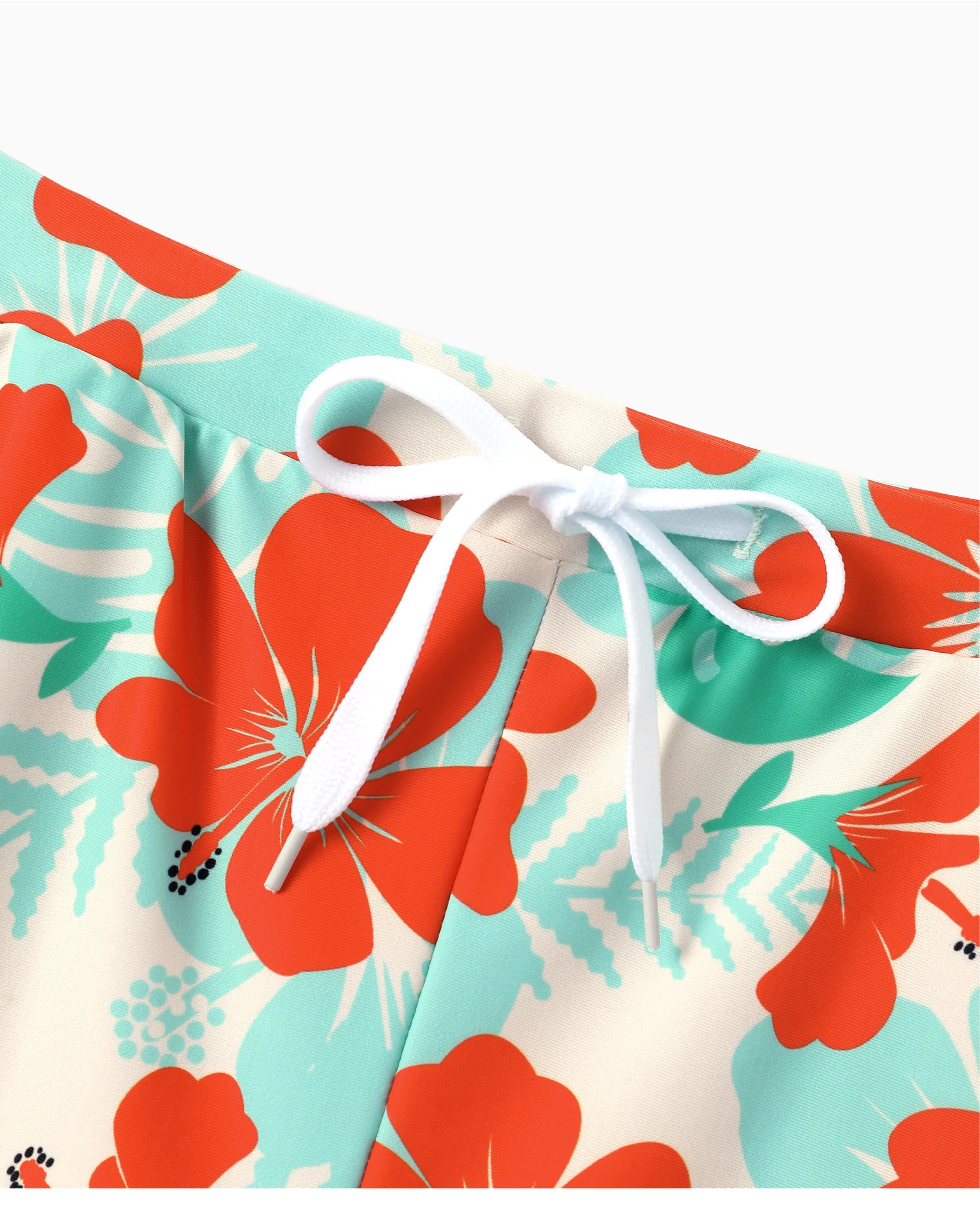 Daddy & Son Tropical Floral Print Swim Trunk or Ruffle Trim Bikini with Optional Beach Cover-Up Dress Orange - Image 6