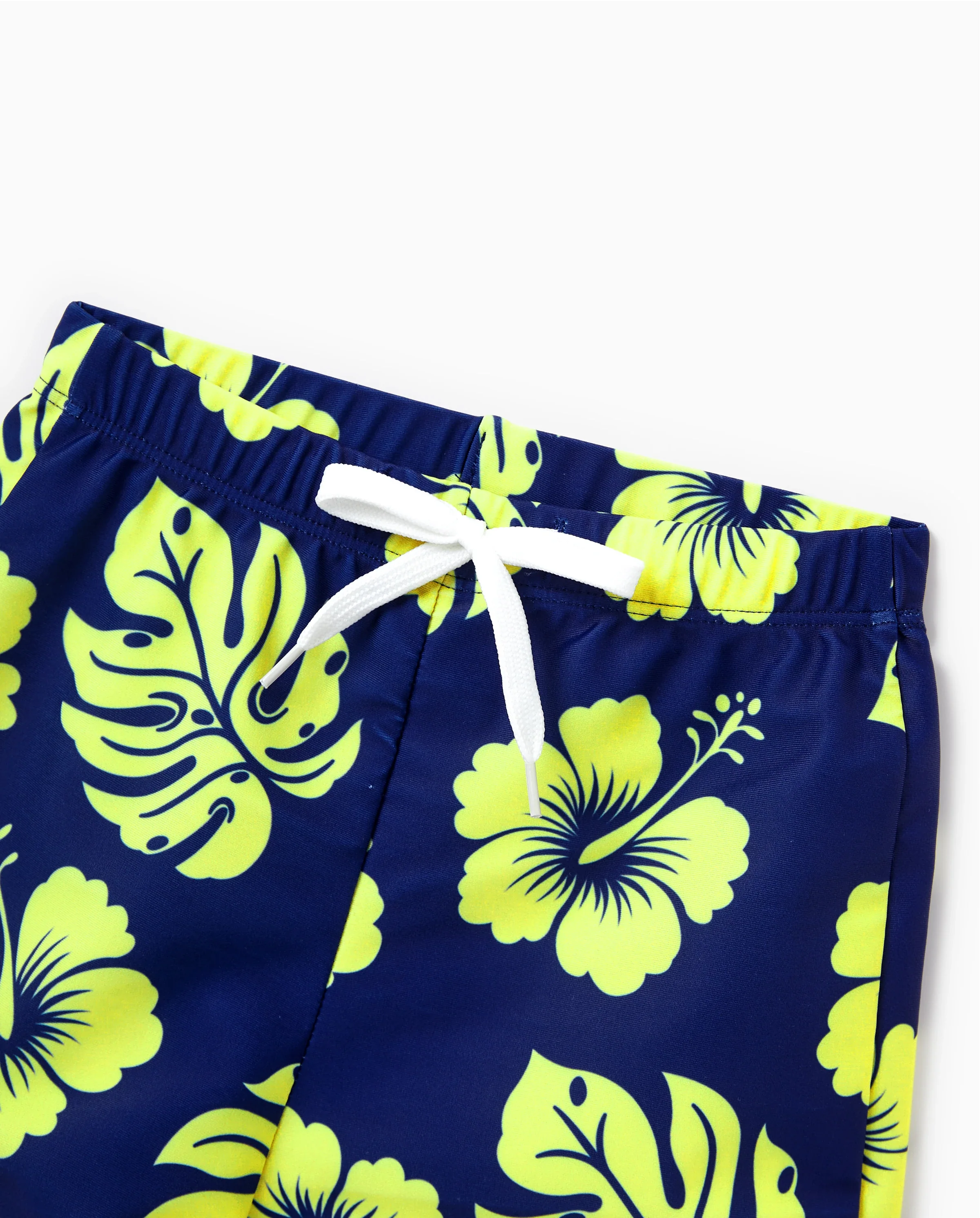Daddy & Son Tropical Floral Swimsuits Halter Bikini & Swim Trunks Set Deep Blue - Image 5