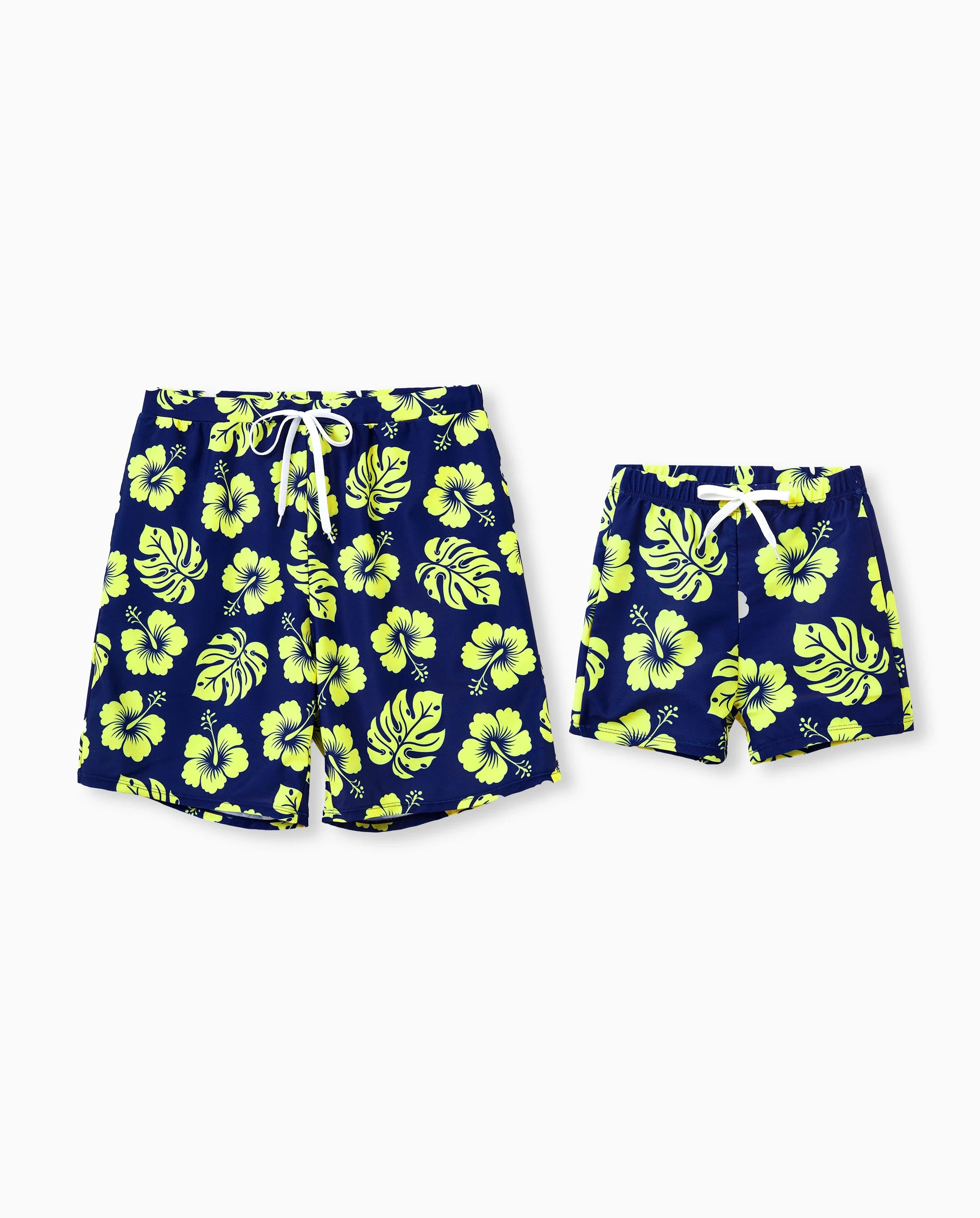 Daddy & Son Tropical Floral Swimsuits Halter Bikini & Swim Trunks Set Deep Blue - Image 7