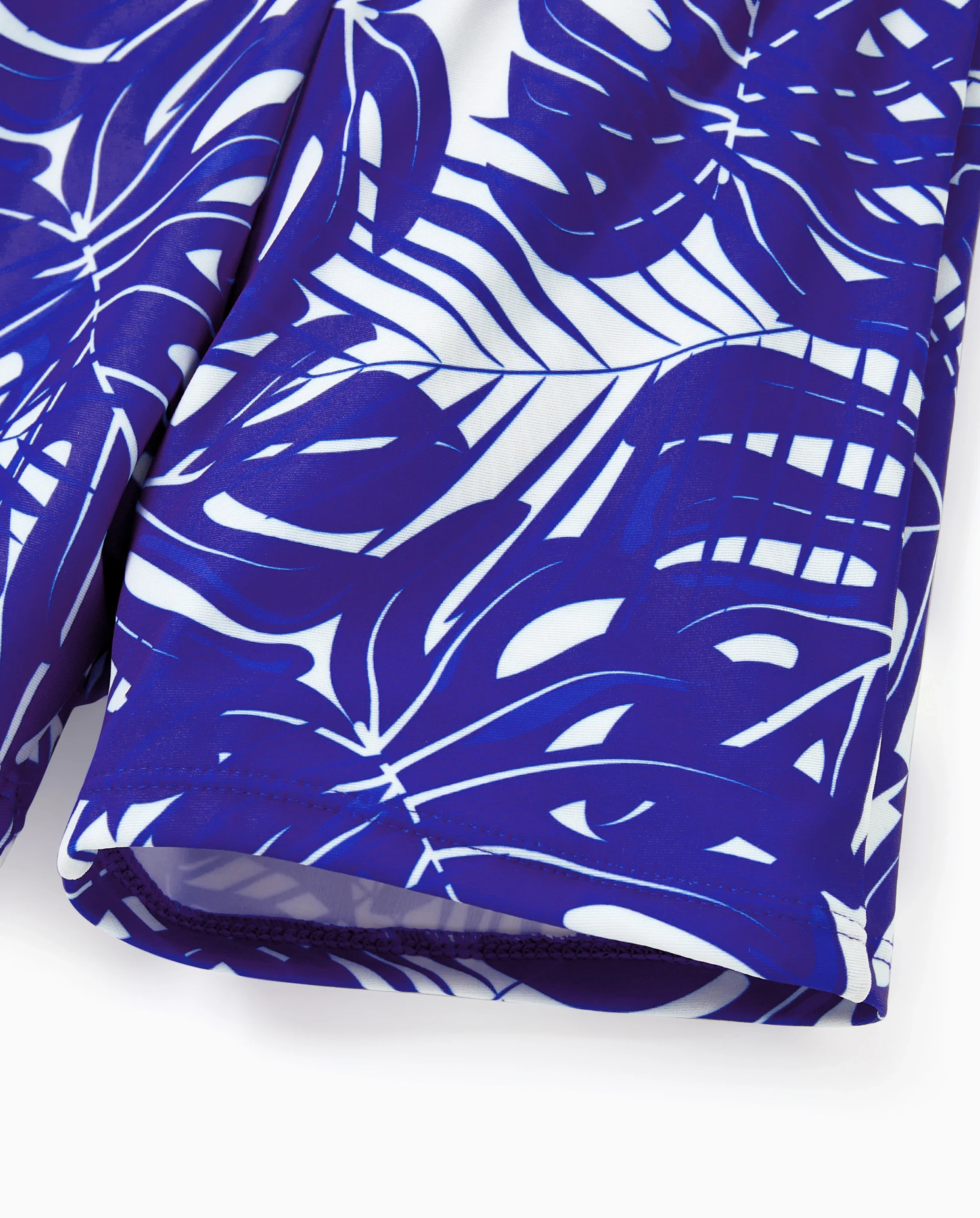 Daddy & Son Tropical Leaf Print Swim Trunks Blue - Image 7